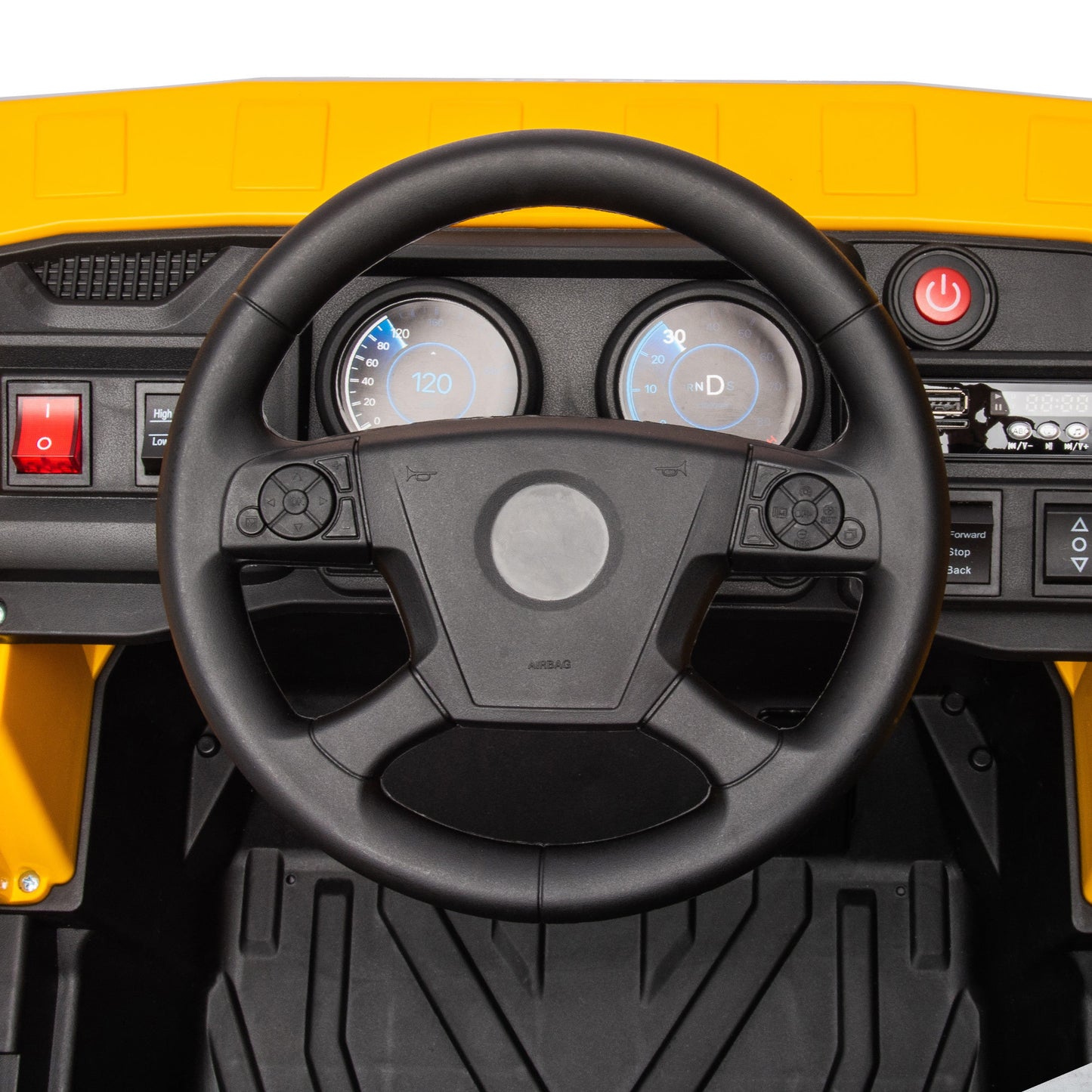 Qaba Kids Ride on Dump Truck, 12V Ride on Car with Electric Dump Bed and Extra Shovel, Spring Suspension Wheels, Music Player, LED Headlights for Boys & Girls Ages 3-5 Years