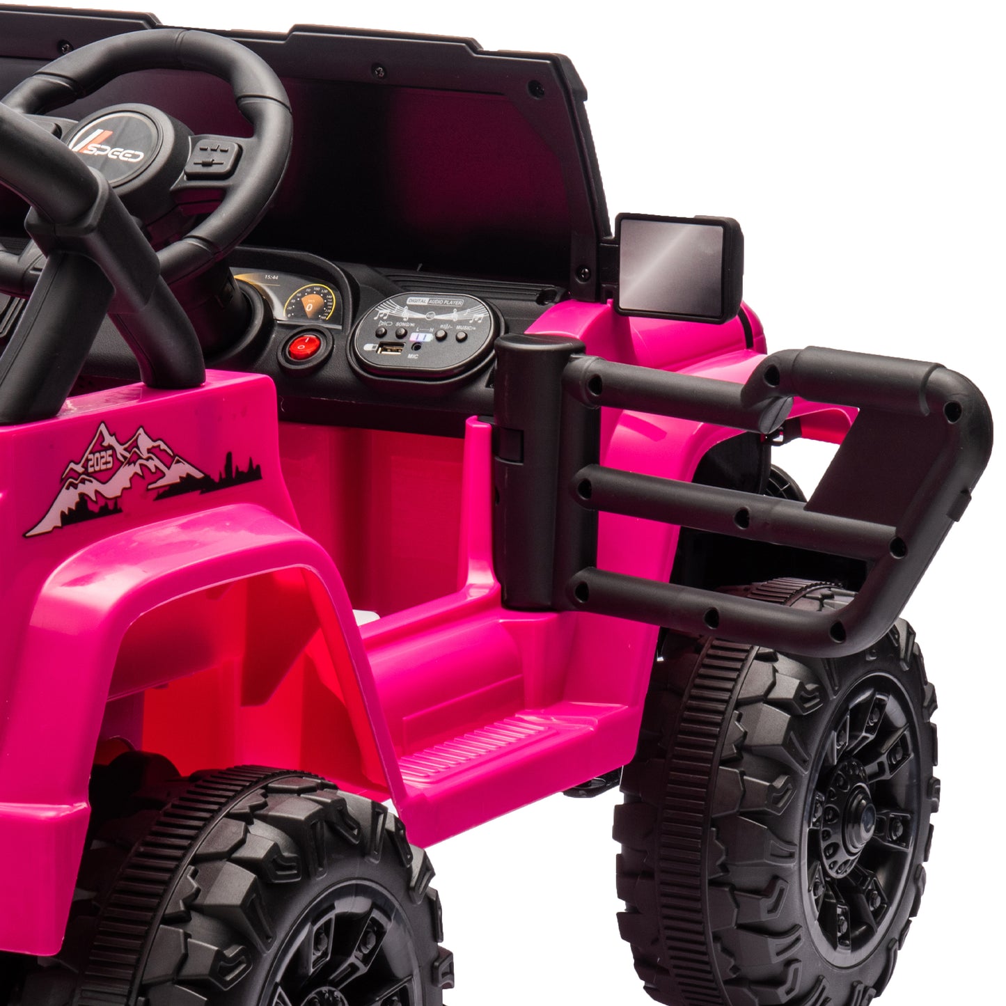 12V Kids Ride On Electric Car W/Parents Control,Dual drive, Four-wheel Suspension,With music,Bluetooth,MP3,USB,with headlights, steering wheel quick release,Slow start for Kids Aged 2-4.
