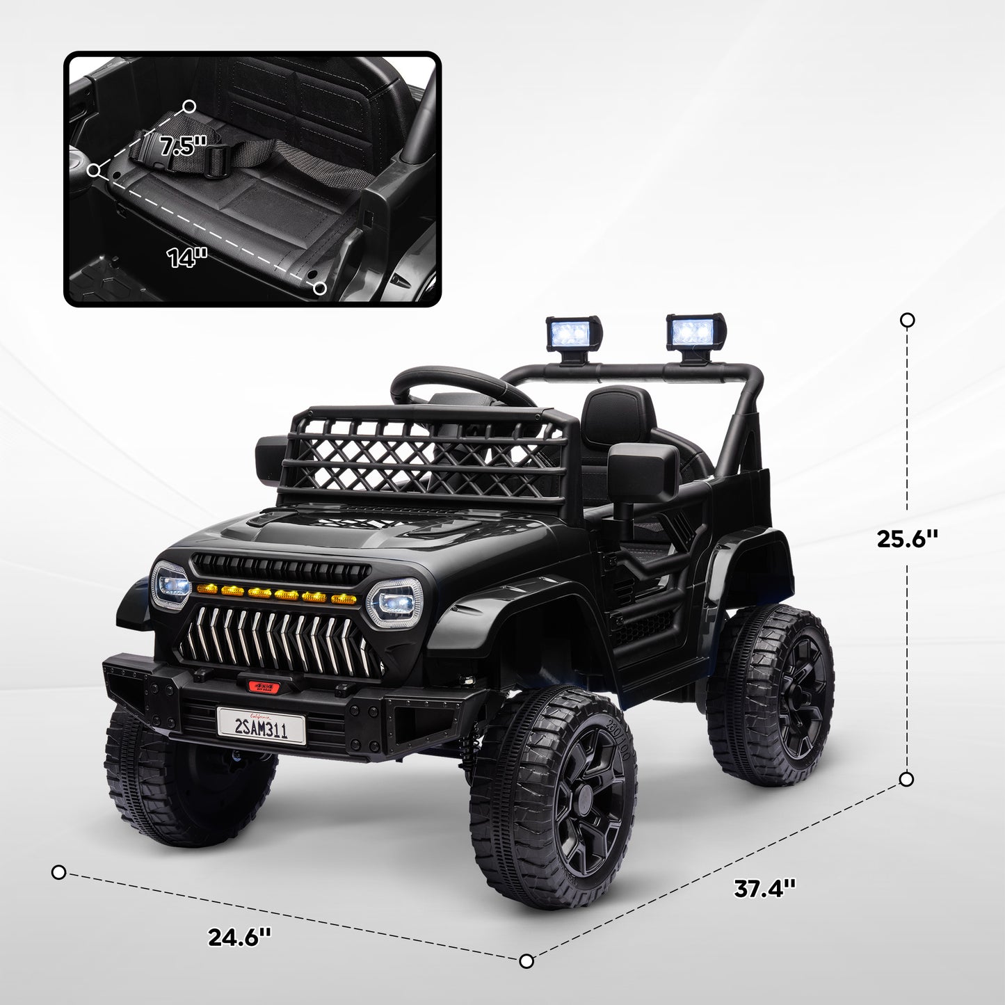 Qaba 12V Ride On Truck, Battery Powered Kids Electric Car UTV with 4 Suspension Wheels, Remote Control, 3 Speeds, LED Headlights, Horn, USB Music, Black