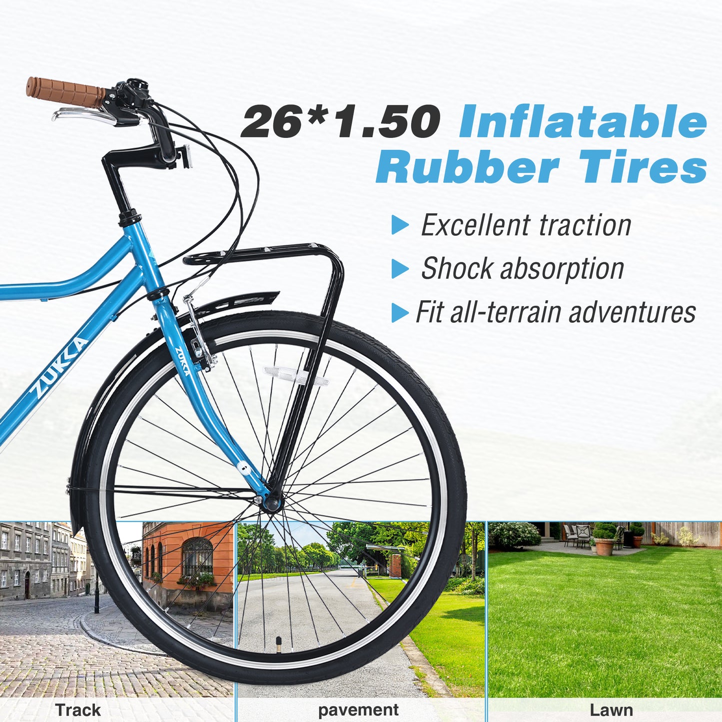 7 Speed, Steel Frame, Multiple Colors 26 Inch Vintage Style Bike,Retro Commute Bike for Women and Men