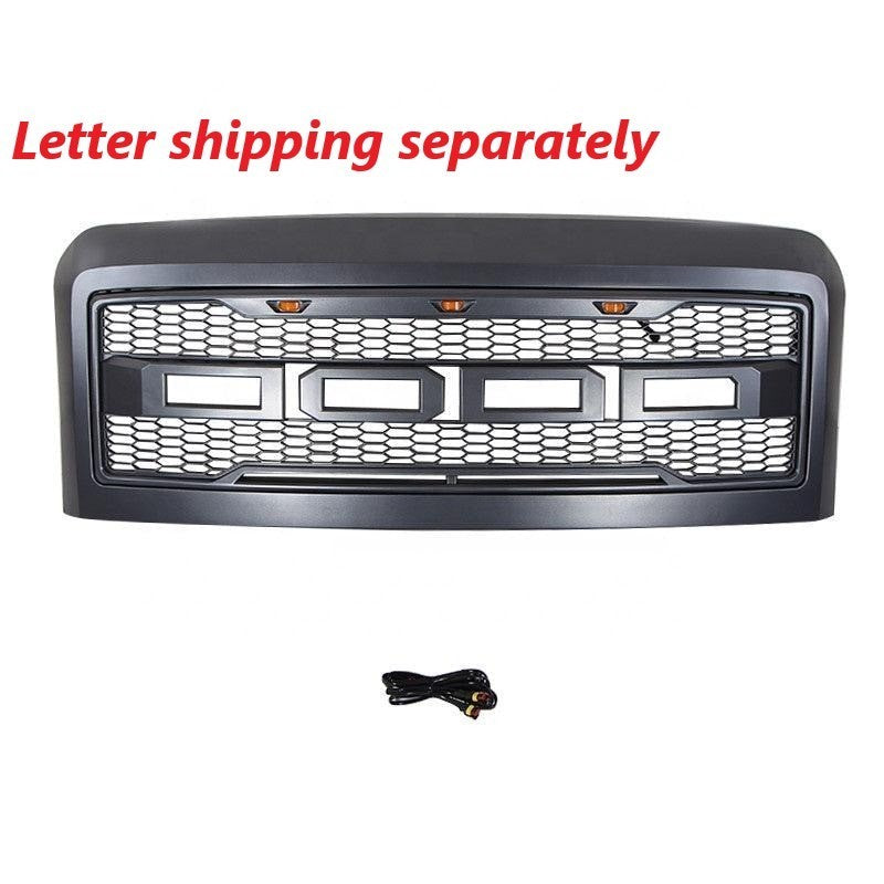 Grill For 2008 2009 2010 Ford F250 F350 F450 Raptor Grill Matte Black W/E Lights With Letters