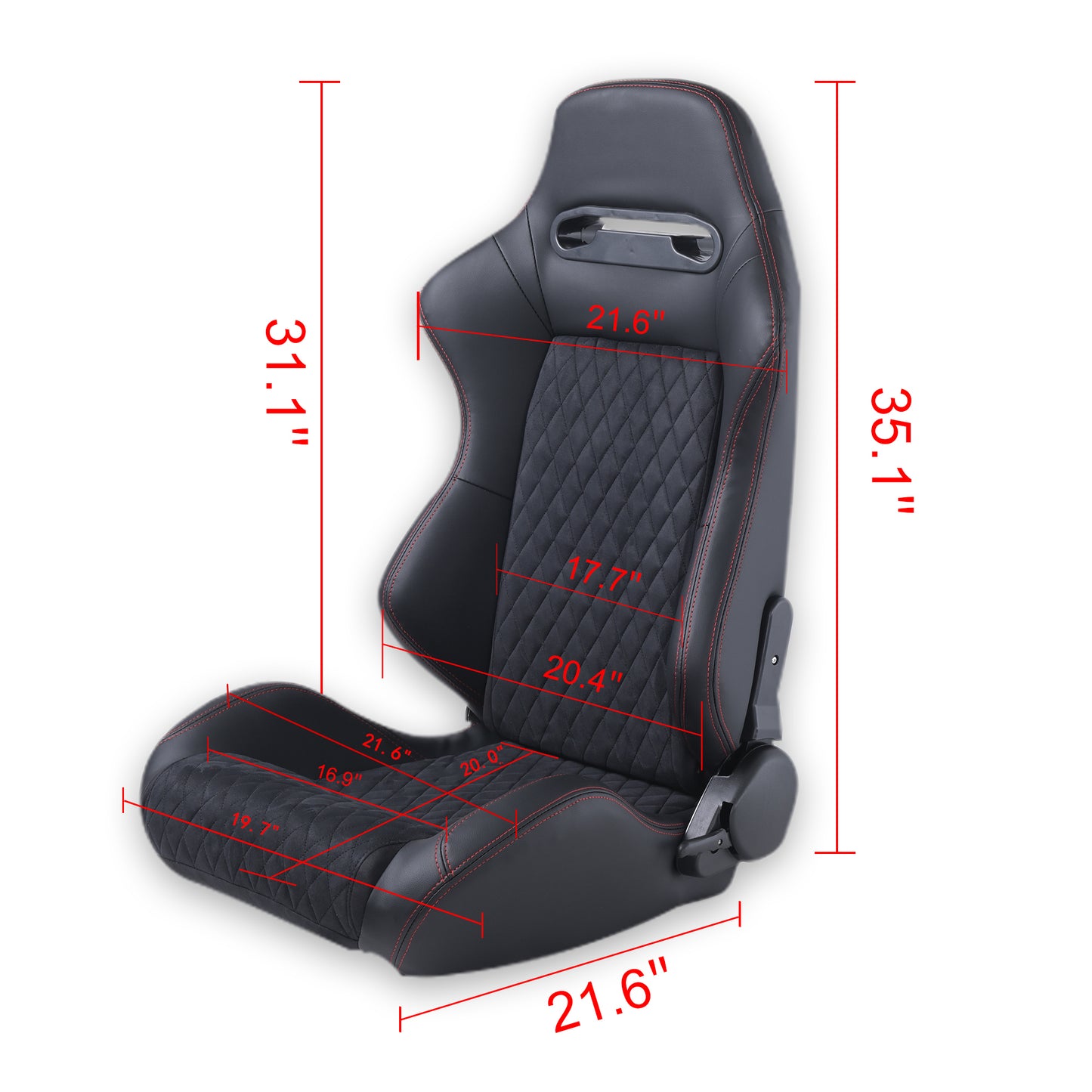 RACING SEAT HIGH QUALITY PVC WITH SUADE MATERIAL DOUBLE SLIDER 2PCS