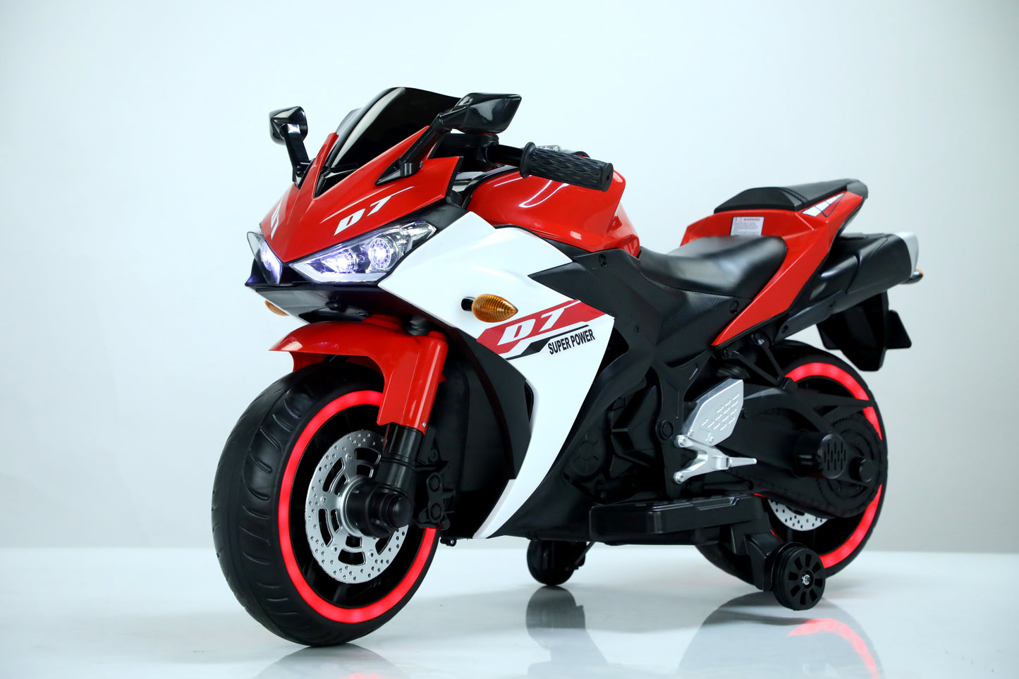 Electric motorcycle/ 12V Kids toys motorcycle/Kids electric car/electric ride on toys for 3 4 5 6 years Boys Girls with Training Wheels/manual throttle/ drive by hand/Lighting wheels
