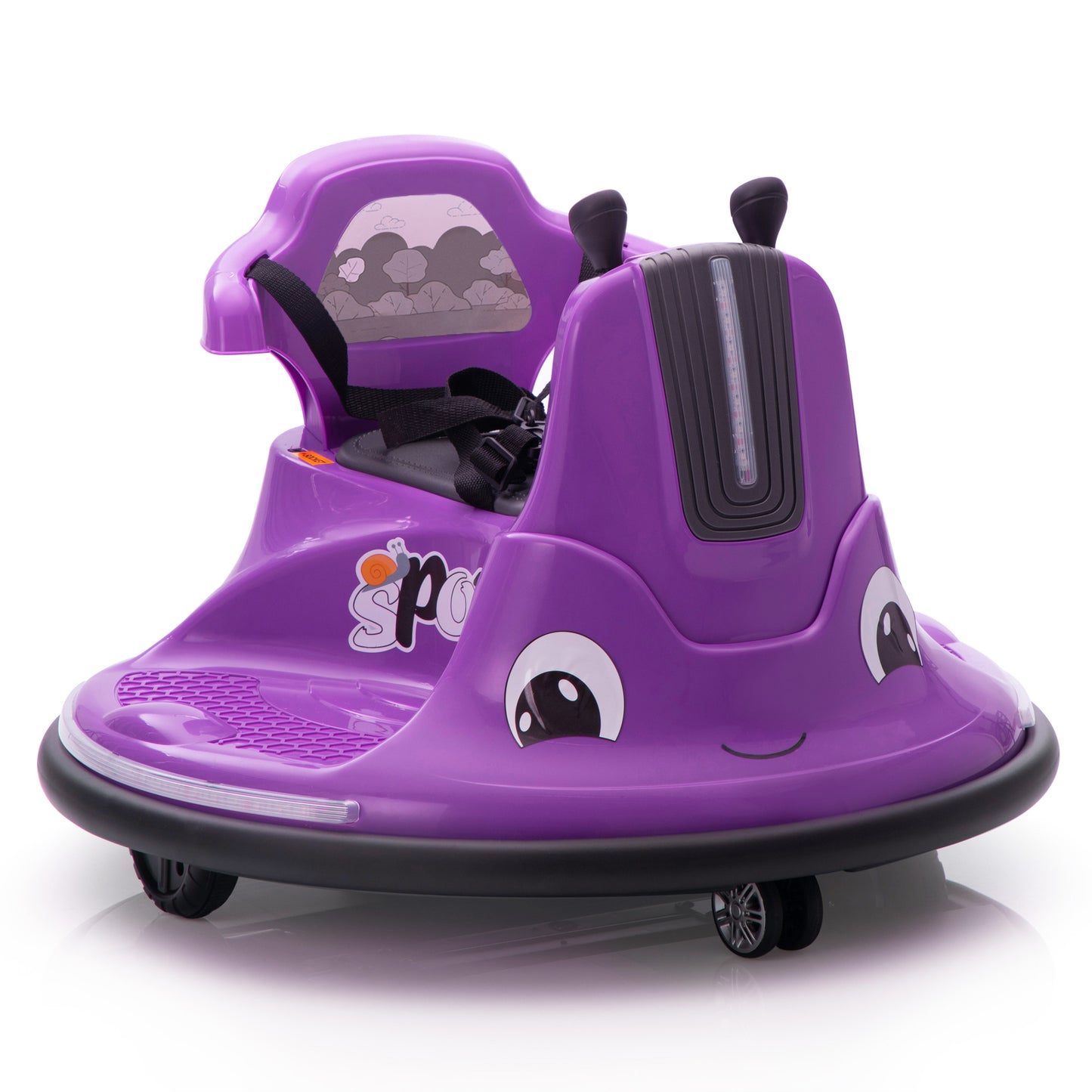 12V Snail-Shaped Kids Electric Bumper Car with Remote Control, Ride On Car with LED Lights, Music, 360 Degree Rotate, Toddler Race Toys, 3-8 Years Old