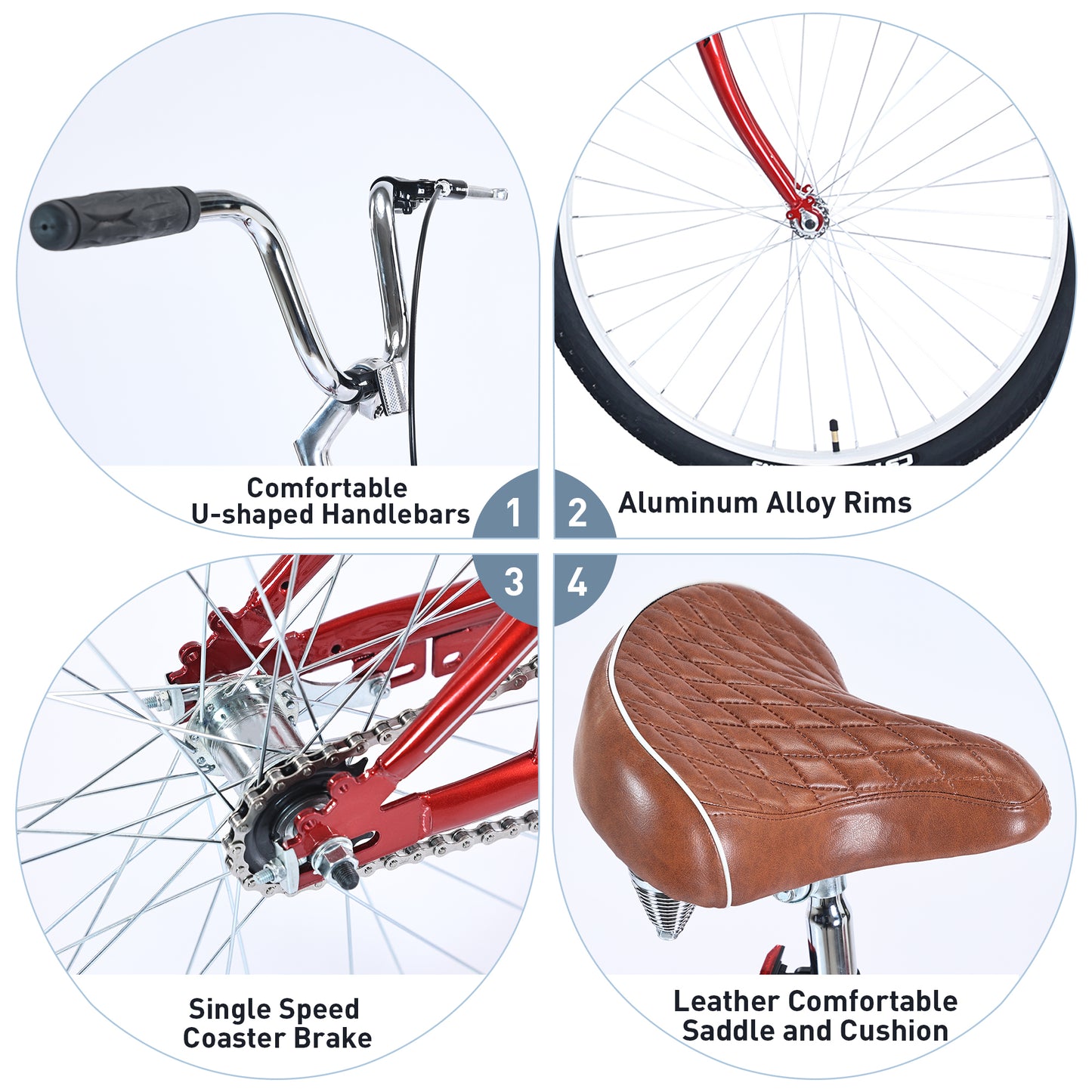 Single Speed Folding Bicycles, Multiple Colors 26"Inch Beach Cruiser Bike