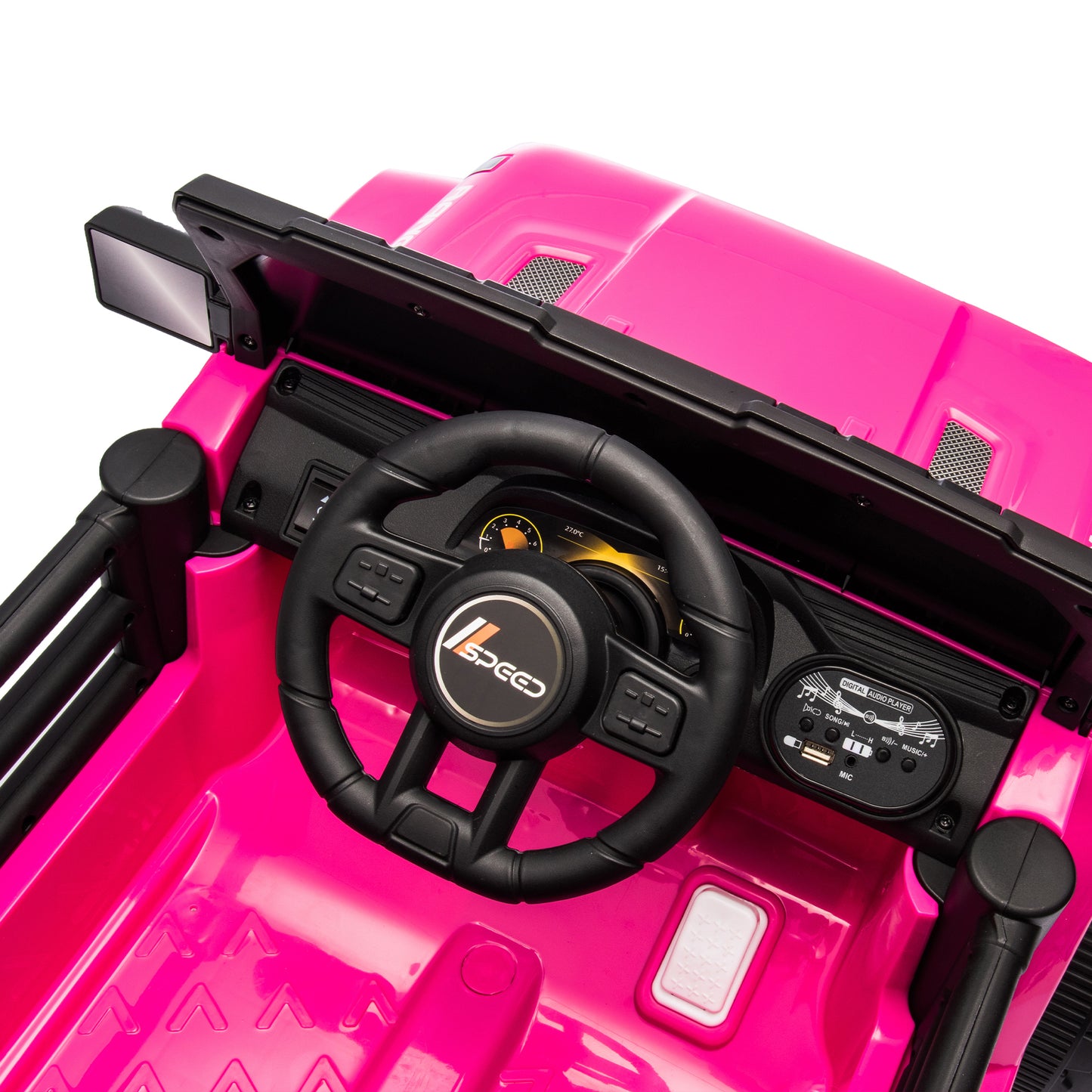 12V Kids Ride On Electric Car W/Parents Control,Dual drive, Four-wheel Suspension,With music,Bluetooth,MP3,USB,with headlights, steering wheel quick release,Slow start for Kids Aged 2-4.