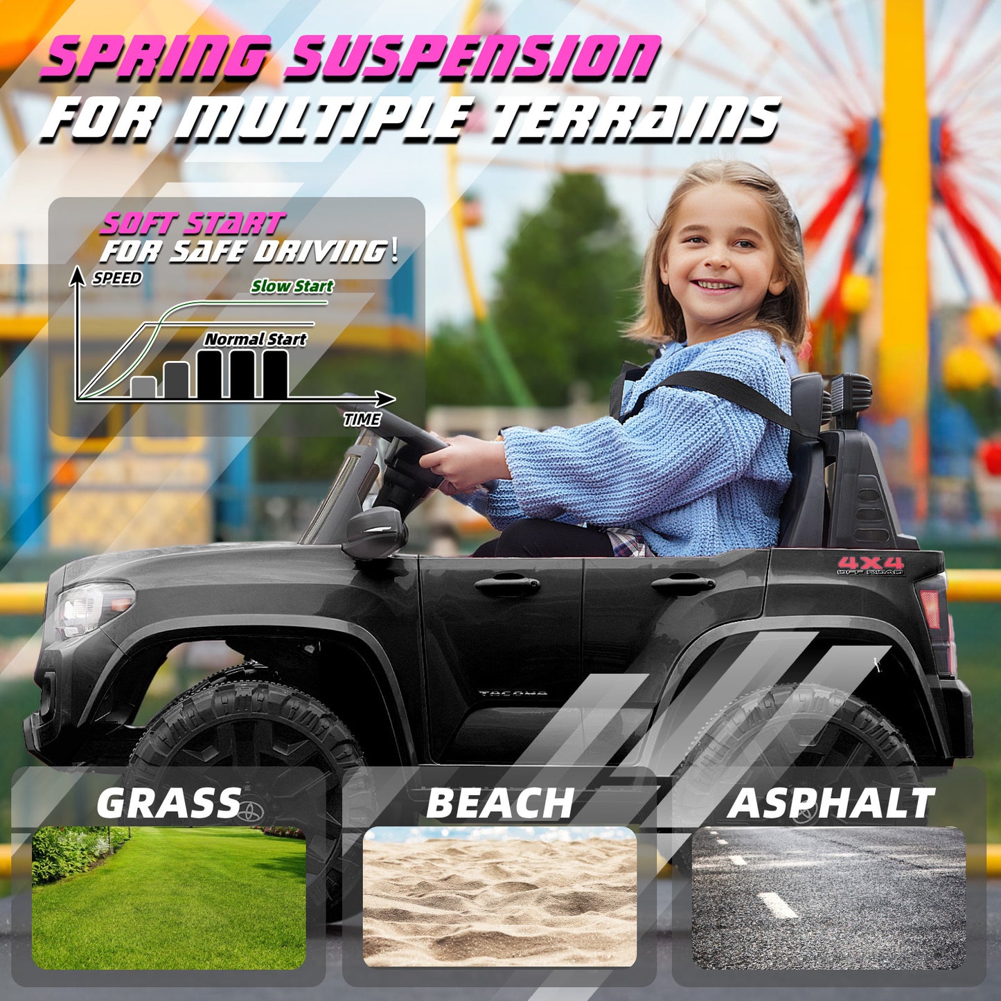 12V Kids Ride on Car Licensed Toyota Tacoma Electric Car for Kids, Battery Powered Kids' Electric Vehicles for Boys & Girls