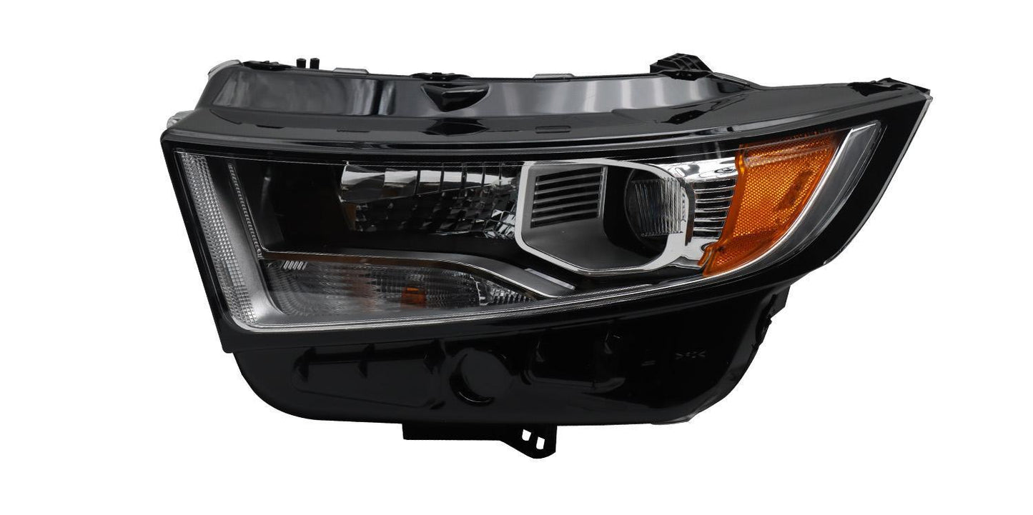Halogen Headlights Assembly Compatible with Ford Edge 2015 2016 2017 2018, Including Bulb, Left/Driver Side, Black Housing Amber Corner