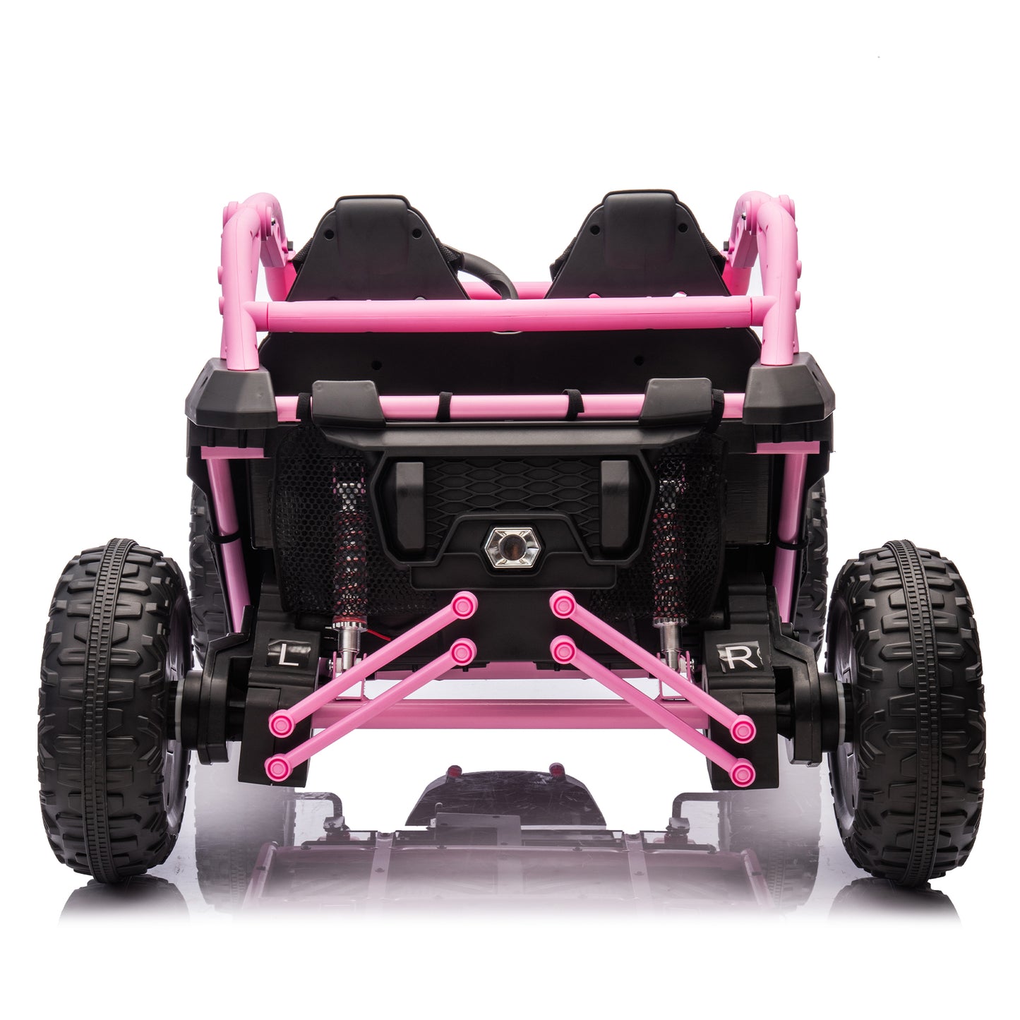 24V Two-seater Kids Ride On UTV w/Parents Control,20in seat width,400W Super high power,Four-wheel Suspension,Bluetooth,MP3,USB,LED Light,Horn,Rear storage space,Speeds 3.73-4.97MPH For Kids aged 3+.