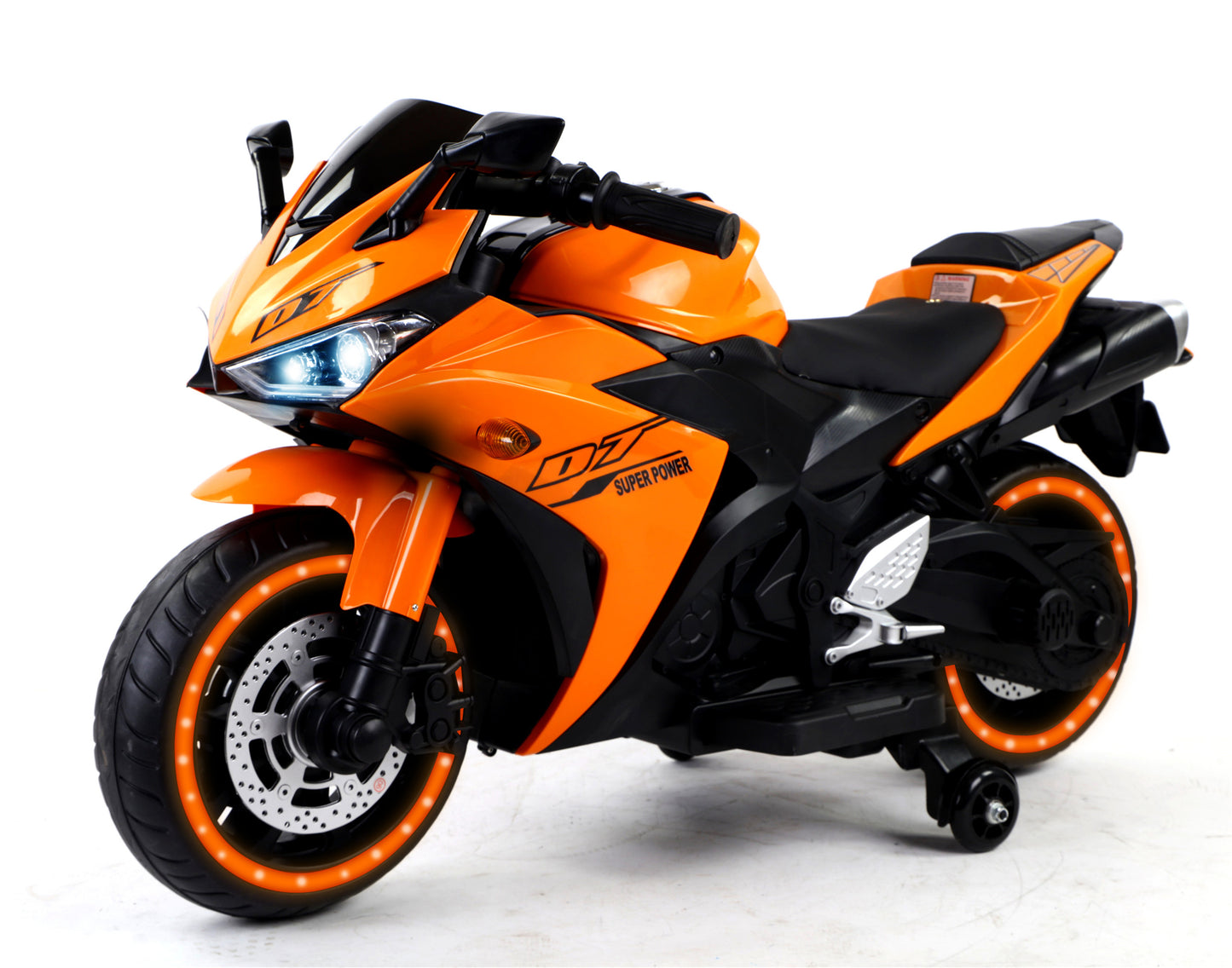 Electric motorcycle/ 12 V Kids toys motorcycle/Kids electric car/electric ride on toys for 3 4 5 6 years Boys Girls with Training Wheels/manual throttle/ drive by hand/Lighting wheels