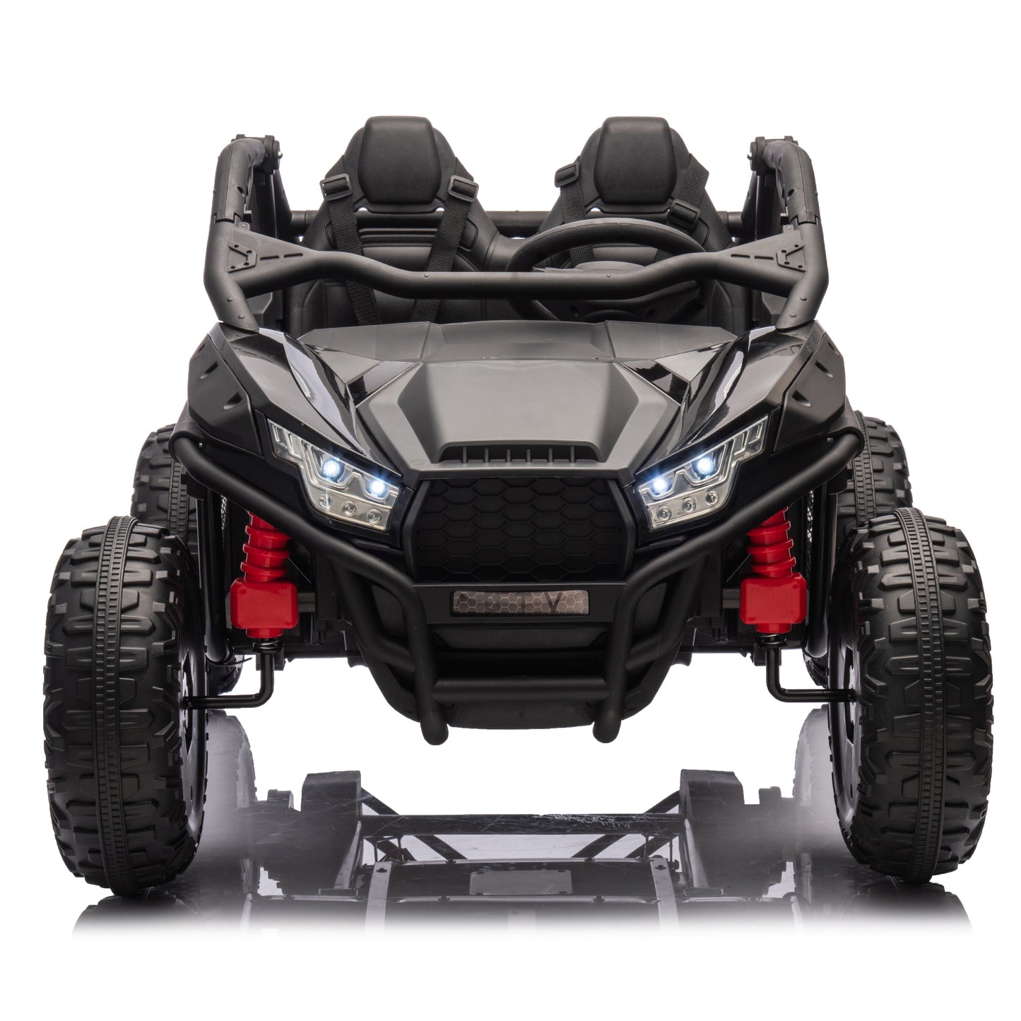 24V Two-seater Kids Ride On UTV w/Parents Control,20in seat width,400W Super high power,Four-wheel Suspension,Bluetooth,MP3,USB,LED Light,Horn,Rear storage space,Speeds 3.73-4.97MPH For Kids aged 3+.