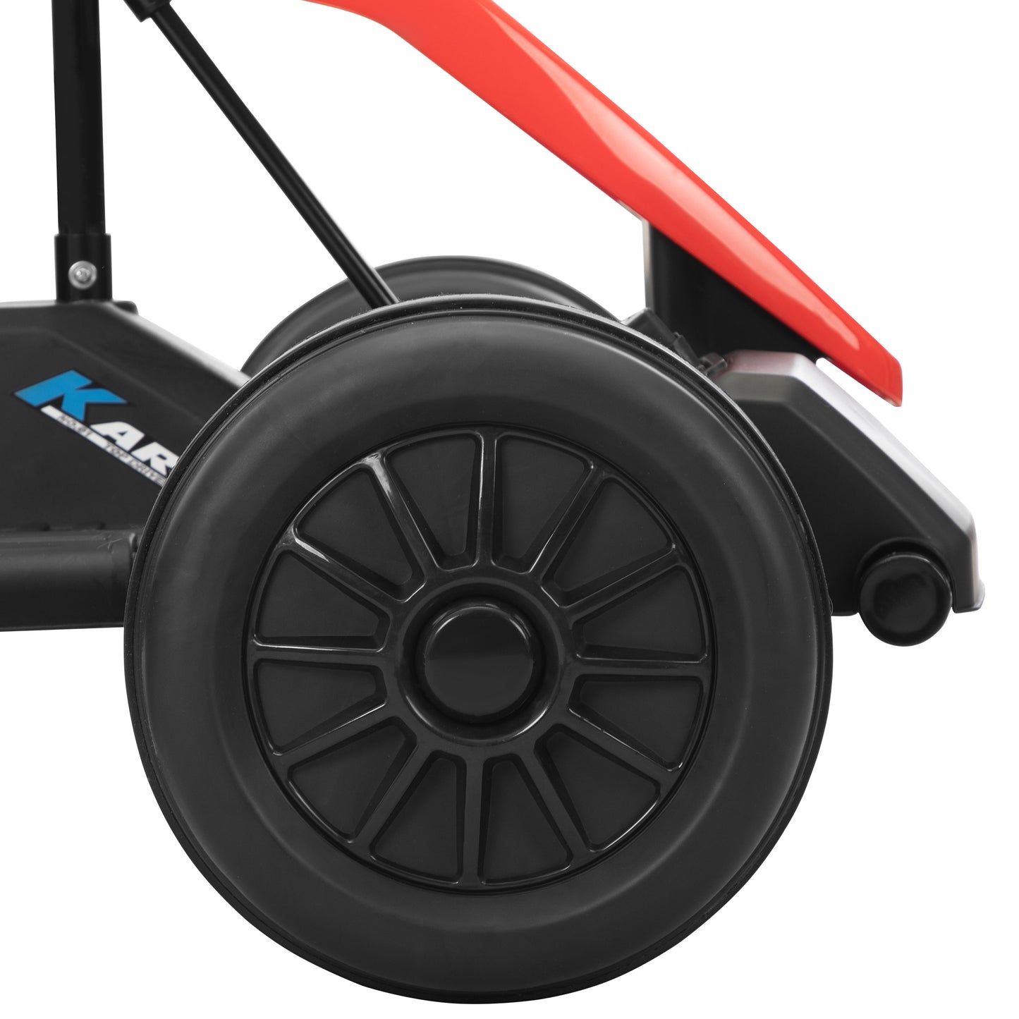 24V Electric Kids Go Kart, Battery Powered Outdoor Ride On Toy w/ 5 mph Max Speed, Music, Horn, Power Display, Protectors, Red and Black
