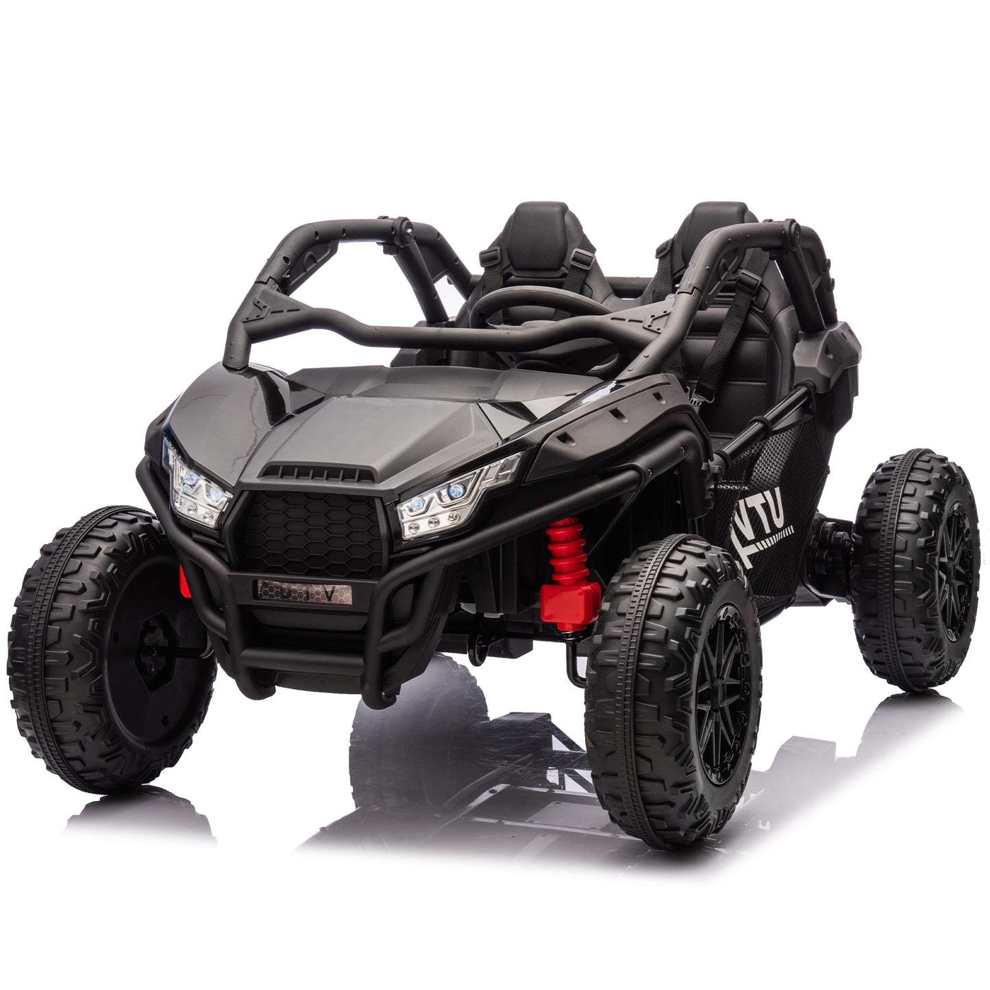 24V Two-seater Kids Ride On UTV w/Parents Control,20in seat width,400W Super high power,Four-wheel Suspension,Bluetooth,MP3,USB,LED Light,Horn,Rear storage space,Speeds 3.73-4.97MPH For Kids aged 3+.