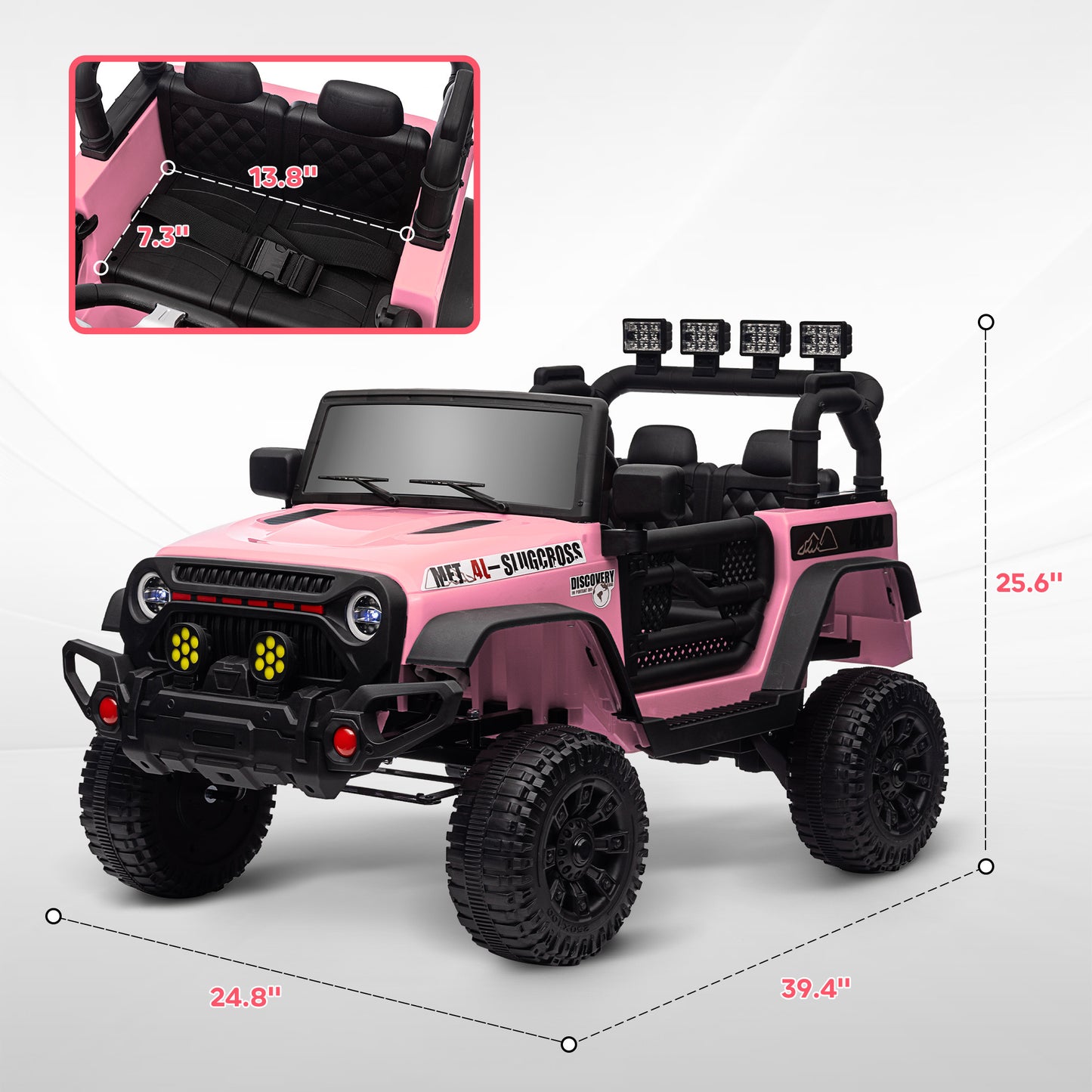 Qaba 12V Ride on Truck, Electric Car for Kids, Battery Powered Ride on Car, Parent Remote, 4 Suspension Wheels, Music Horn LED Lights, Pink