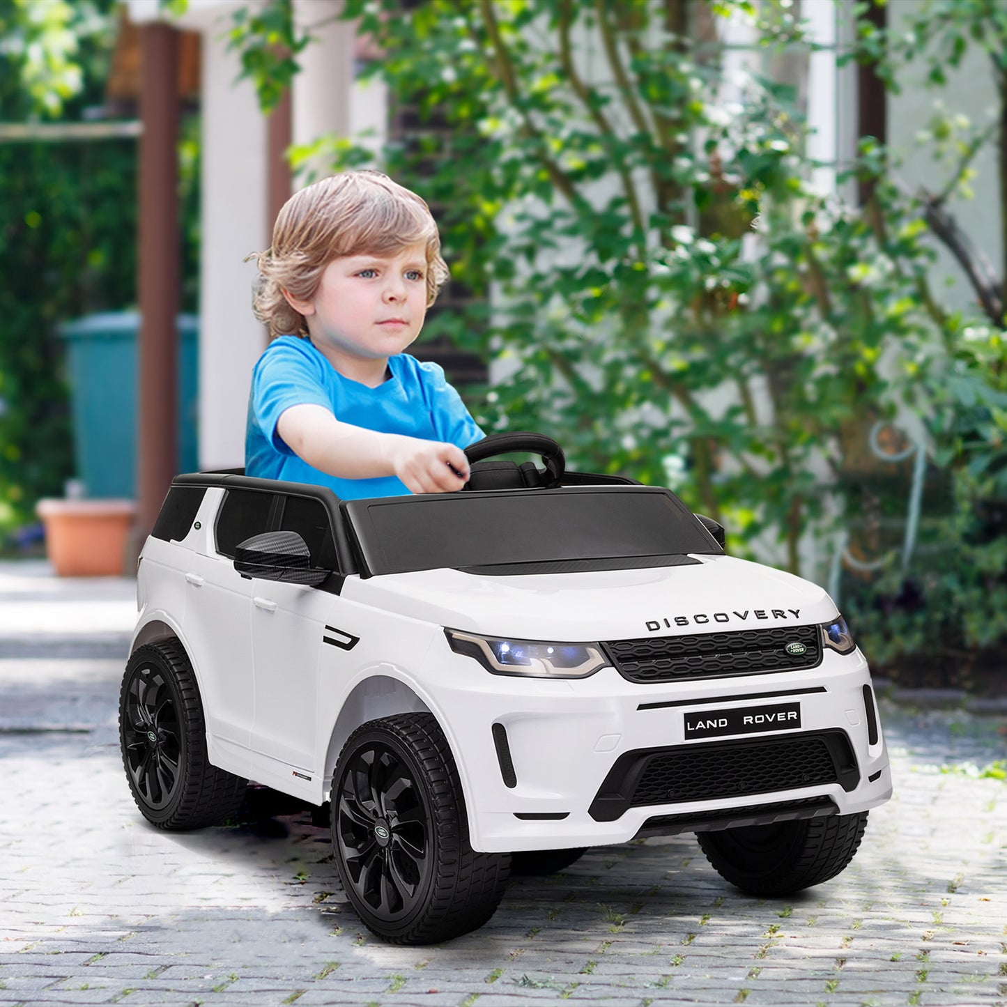 Qaba Land Rover Discovery Sport Licensed 12V Kids Ride on Car, Battery Powered Kids Electric Car with Remote Control, Soft Start, LED Lights, Music Horn, 3 Speeds, White