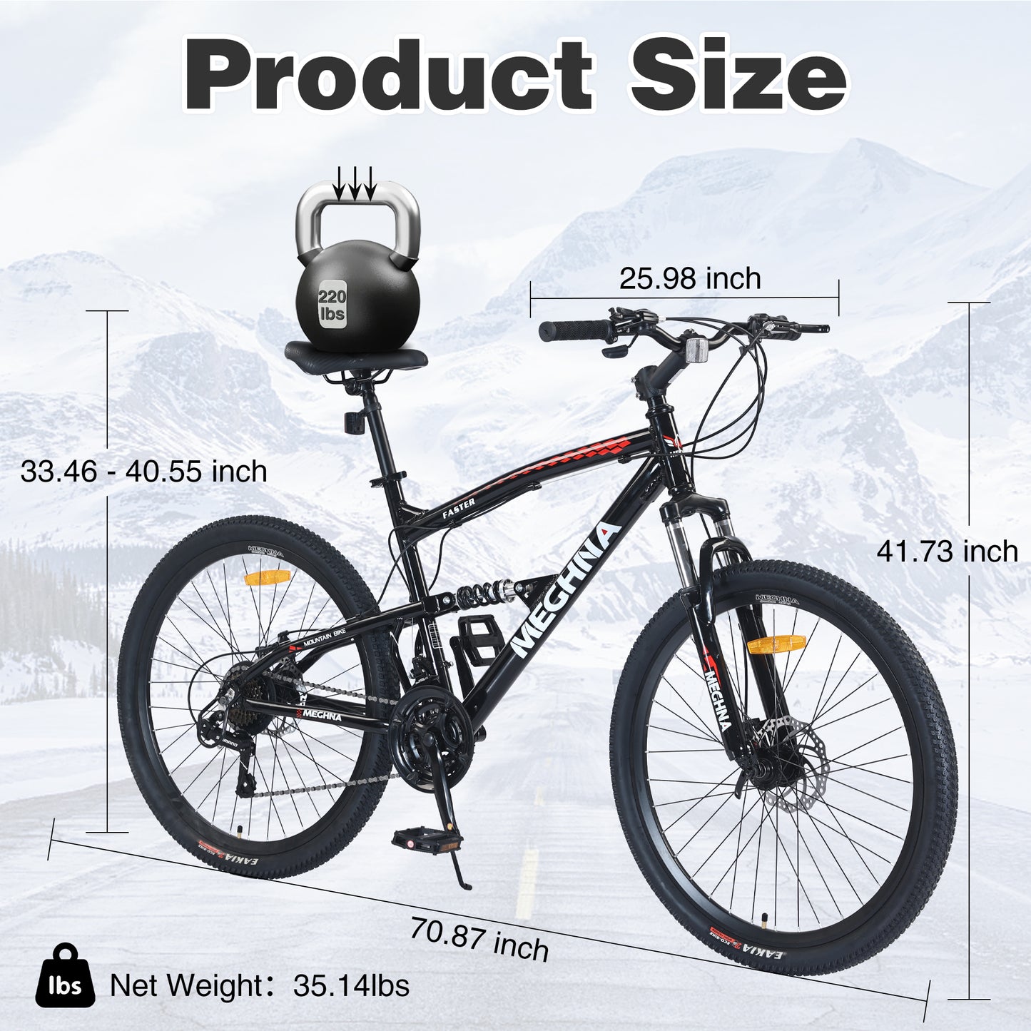 26 inch Mountain Bike 21-Speed Dual Suspension Aluminum Alloy Frame For Men and Women's Bike