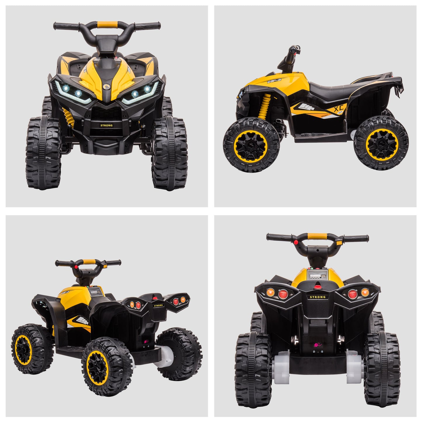 12V Kids ATV Quad Car with Forward & Backward Function, Four Wheeler for Kids with Wear-Resistant Wheels, Music, Electric Ride-on ATV for Toddlers Ages 3+ Years Old, Yellow