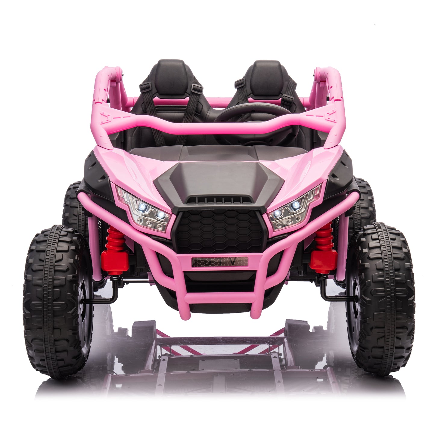 24V Two-seater Kids Ride On UTV w/Parents Control,20in seat width,400W Super high power,Four-wheel Suspension,Bluetooth,MP3,USB,LED Light,Horn,Rear storage space,Speeds 3.73-4.97MPH For Kids aged 3+.