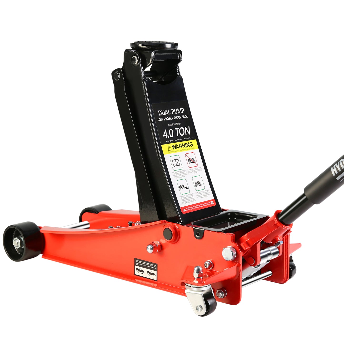 Floor Jack, 4 Ton Low Profile Floor Jack, Heavy-Duty Steel Racing Floor Jack with dual Piston Quick Lift Pump, Floor Jack Lifting Range 4'-21'