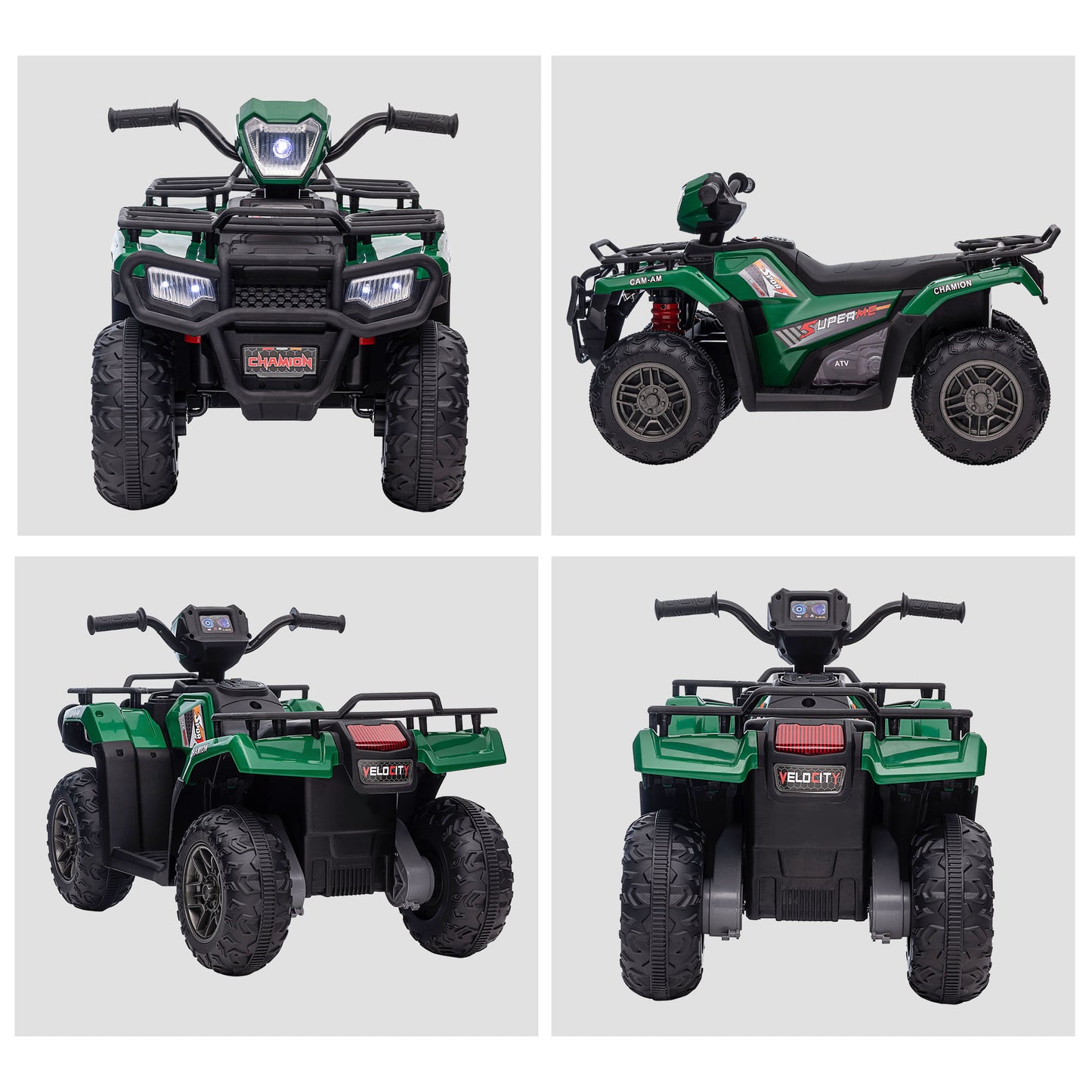 12V Kids ATV Battery-Operated with AUX Port & USB, Kids 4 Wheeler with Tough Wear-Resistant Tread, Electric Four Wheeler Kids Ride on Car Electric Car, Green