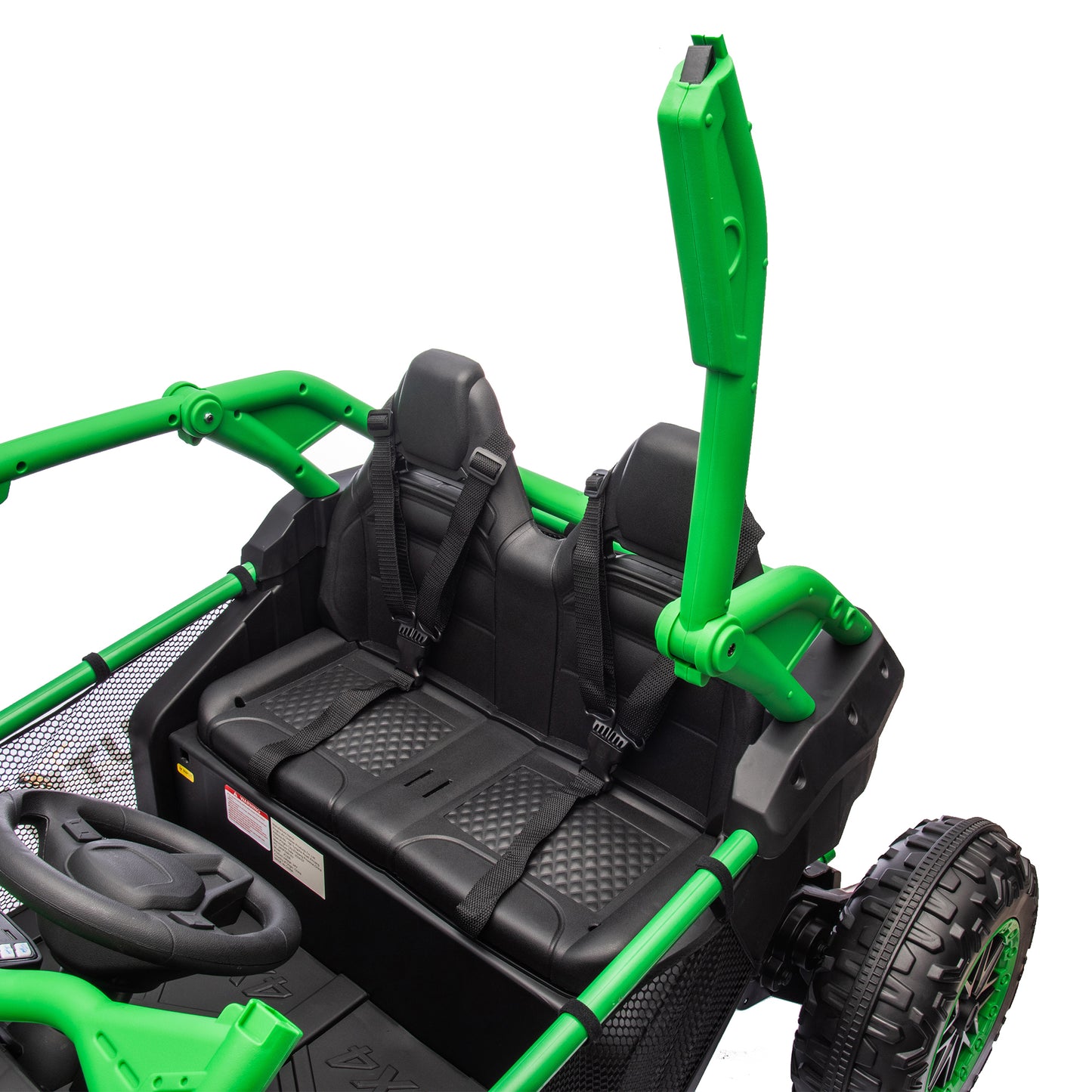 24V Two-seater Kids Ride On UTV w/Parents Control,20in seat width,400W Super high power,Four-wheel Suspension,Bluetooth,MP3,USB,LED Light,Horn,Rear storage space,Speeds 3.73-4.97MPH For Kids aged 3+.