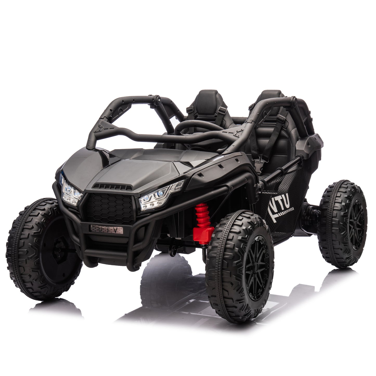 24V Two-seater Kids Ride On UTV w/Parents Control,20in seat width,400W Super high power,Four-wheel Suspension,Bluetooth,MP3,USB,LED Light,Horn,Rear storage space,Speeds 3.73-4.97MPH For Kids aged 3+.