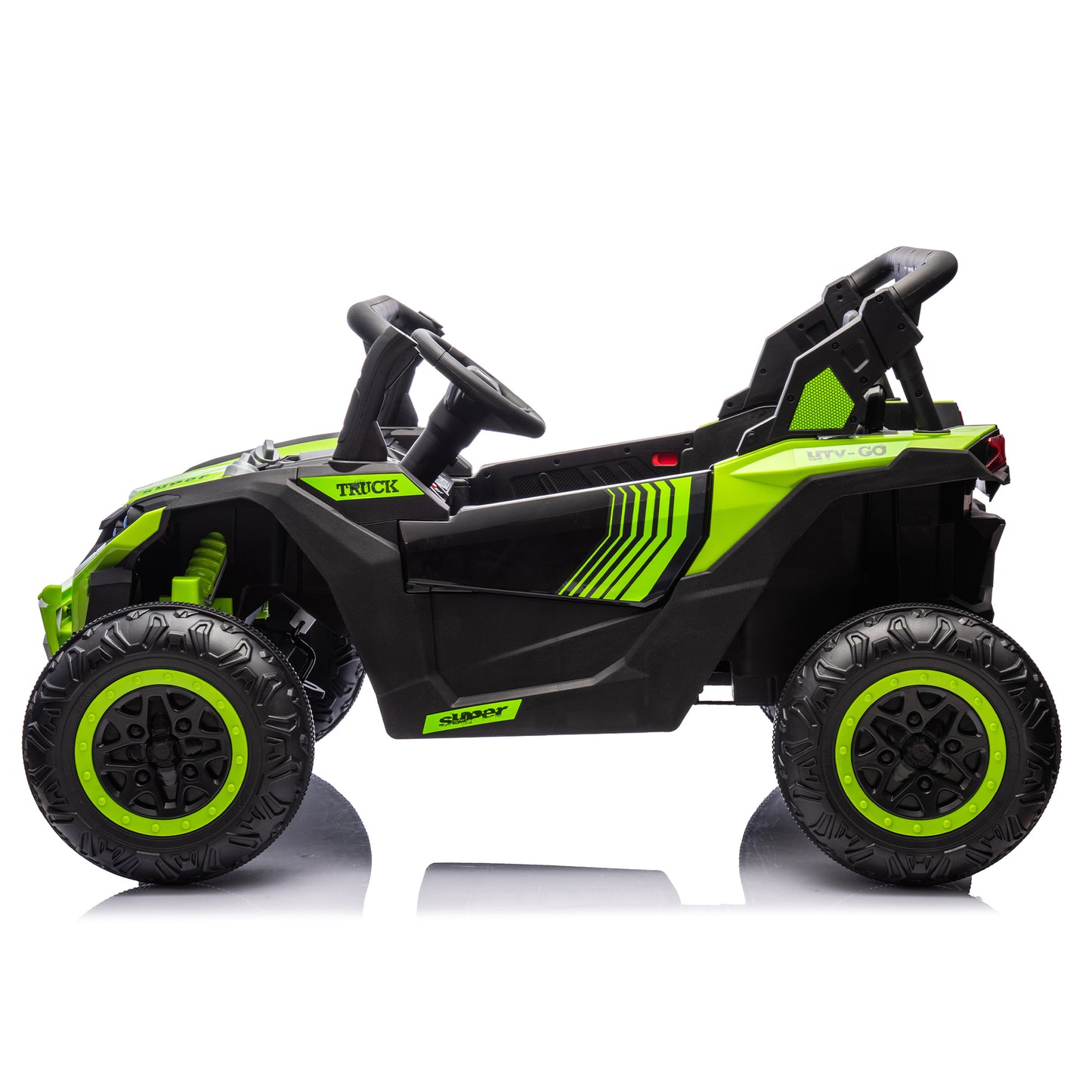 24V Two-Seater Kids Ride On UTV W/Parents Remote Control,Four-Wheel Suspension,Slow Start,Large wheel design,Anti-collision bar,Storage space,Music,USB,Bluetooth,Volume control,LED lights for Kids 3+.