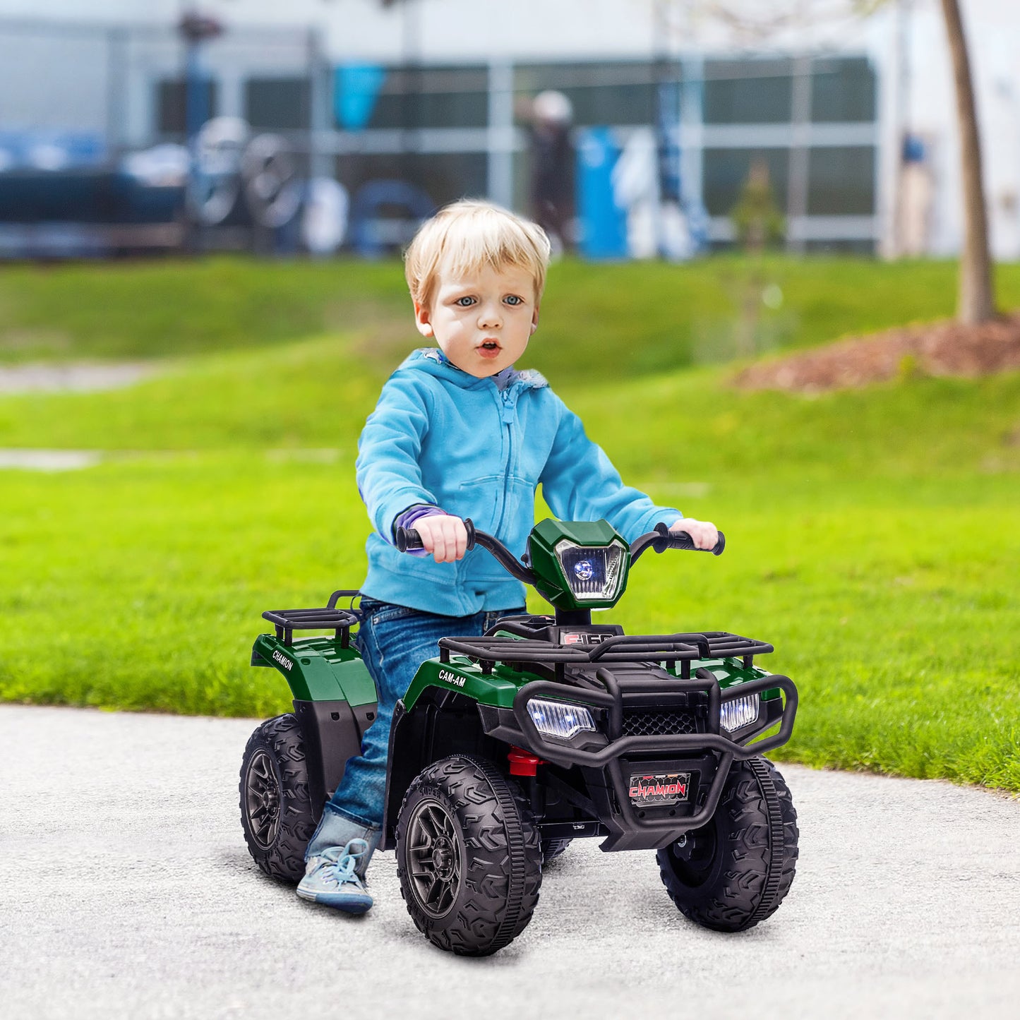 12V Kids ATV Battery-Operated with AUX Port & USB, Kids 4 Wheeler with Tough Wear-Resistant Tread, Electric Four Wheeler Kids Ride on Car Electric Car, Green