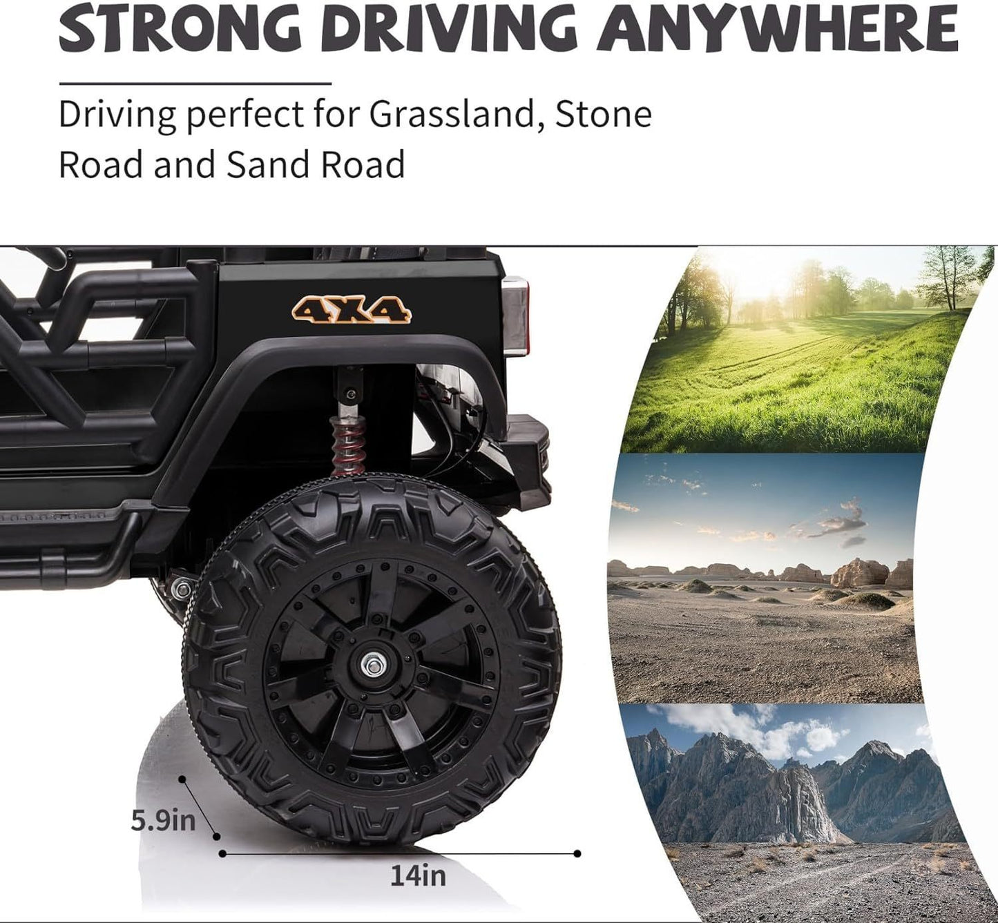 24V Ride on Car Truck with Remote Control, 2 Seater Kids Electric Car, Spring Suspension, 9Ah Battery Powered, 3 Speeds, Double Doors, Music Player