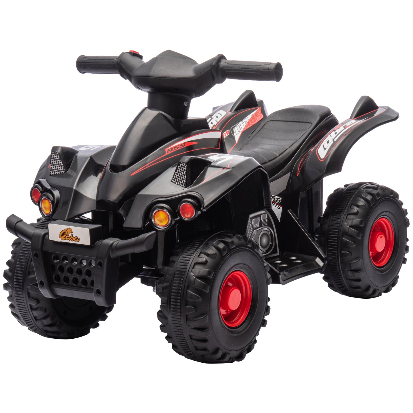 Qaba Kids ATV, 6V 4 Wheeler Kids Quad Car, Battery Powered Electric Ride on Toy with Music for Boys & Girls Ages 2-6 Years, Black