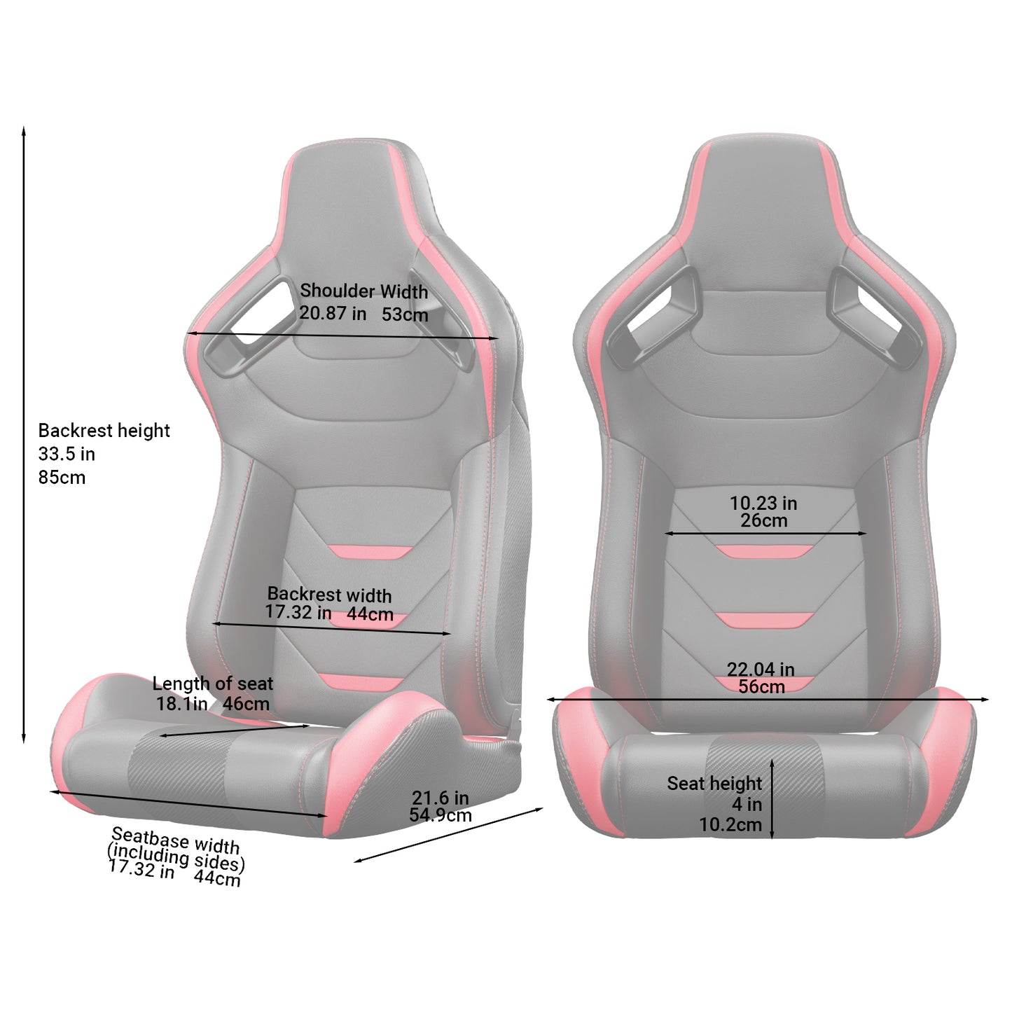 2PC Universal Bucket Racing Seats Red Stitch Red PVC Leather Reclinable Carbon Look Leather Back With Adjustor Slider(Not Including Seat Bracket ) 1 box of 2 pieces
