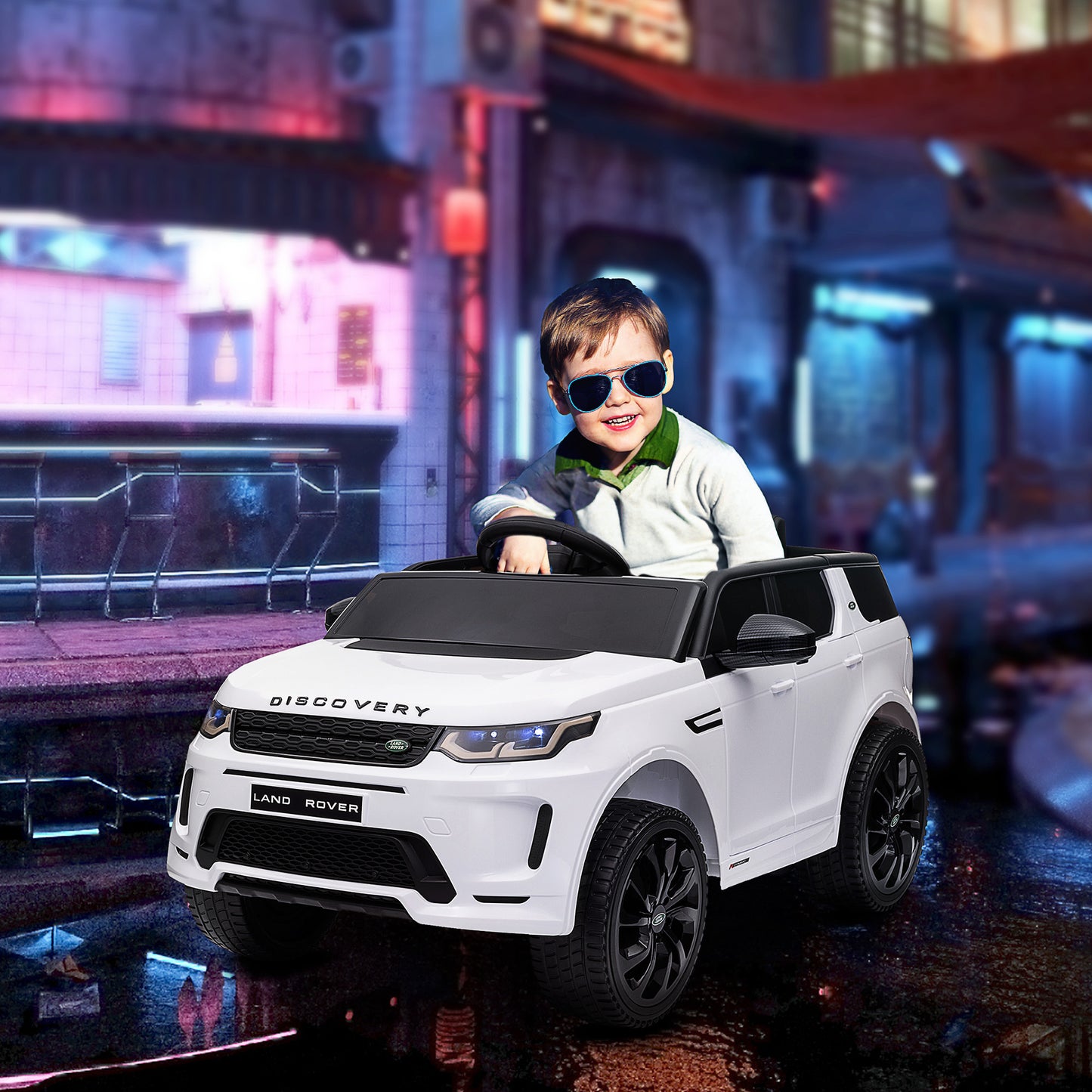 Qaba Land Rover Discovery Sport Licensed 12V Kids Ride on Car, Battery Powered Kids Electric Car with Remote Control, Soft Start, LED Lights, Music Horn, 3 Speeds, White