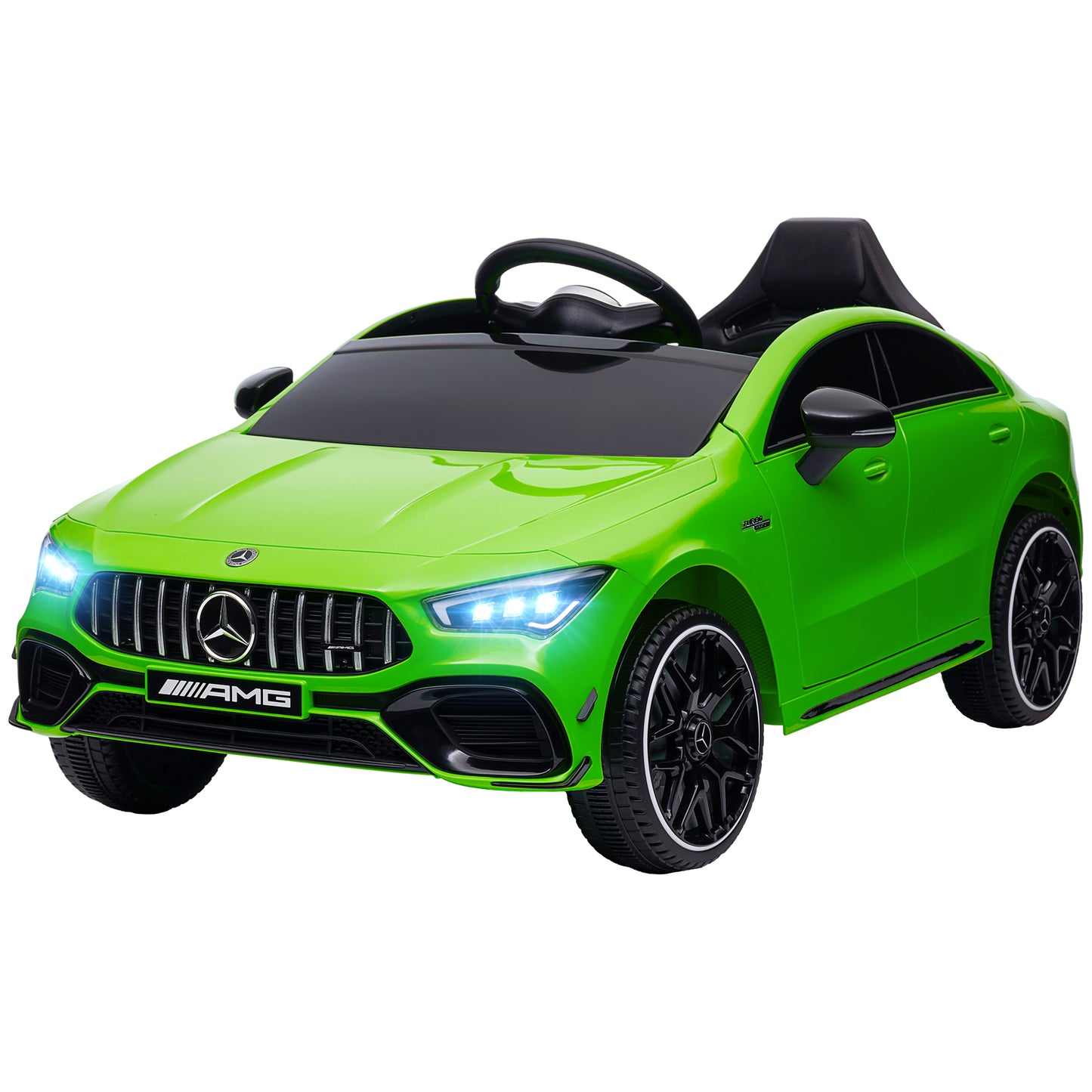 Qaba Mercedes-Benz AMG CLA 45 Licensed 12V Kids Electric Car, Battery Powered Ride on Car with Remote Control, Transport Wheels, Spring Suspension, LED Lights, Music Horn, Green