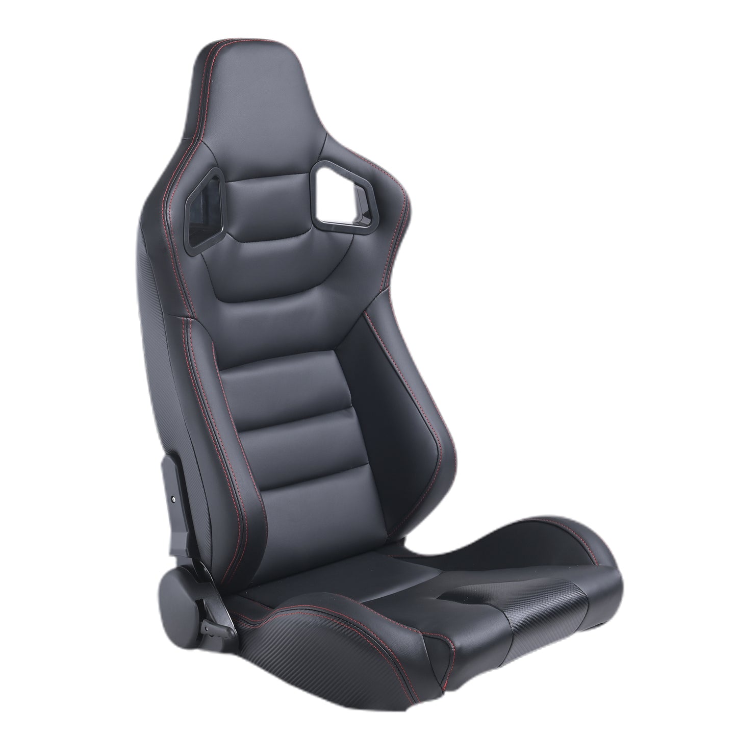 RACING SEAT ALL BLACK SIMULATOR LEATHER WITH DOUBLE SLIDER 2PCS