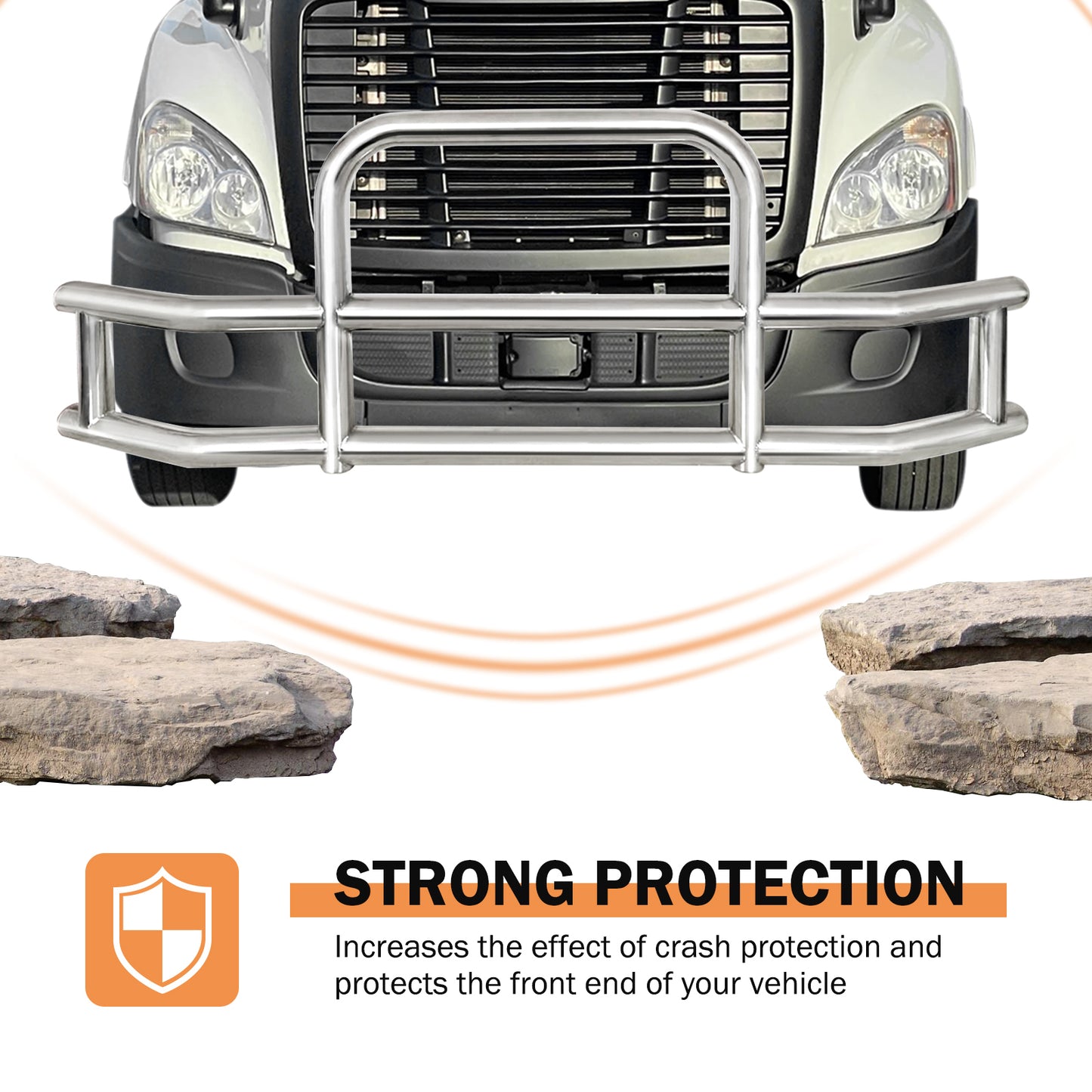 Front Bumper Deer Guard for Freightliner Cascadia 2008-2017 with Bracket G04020