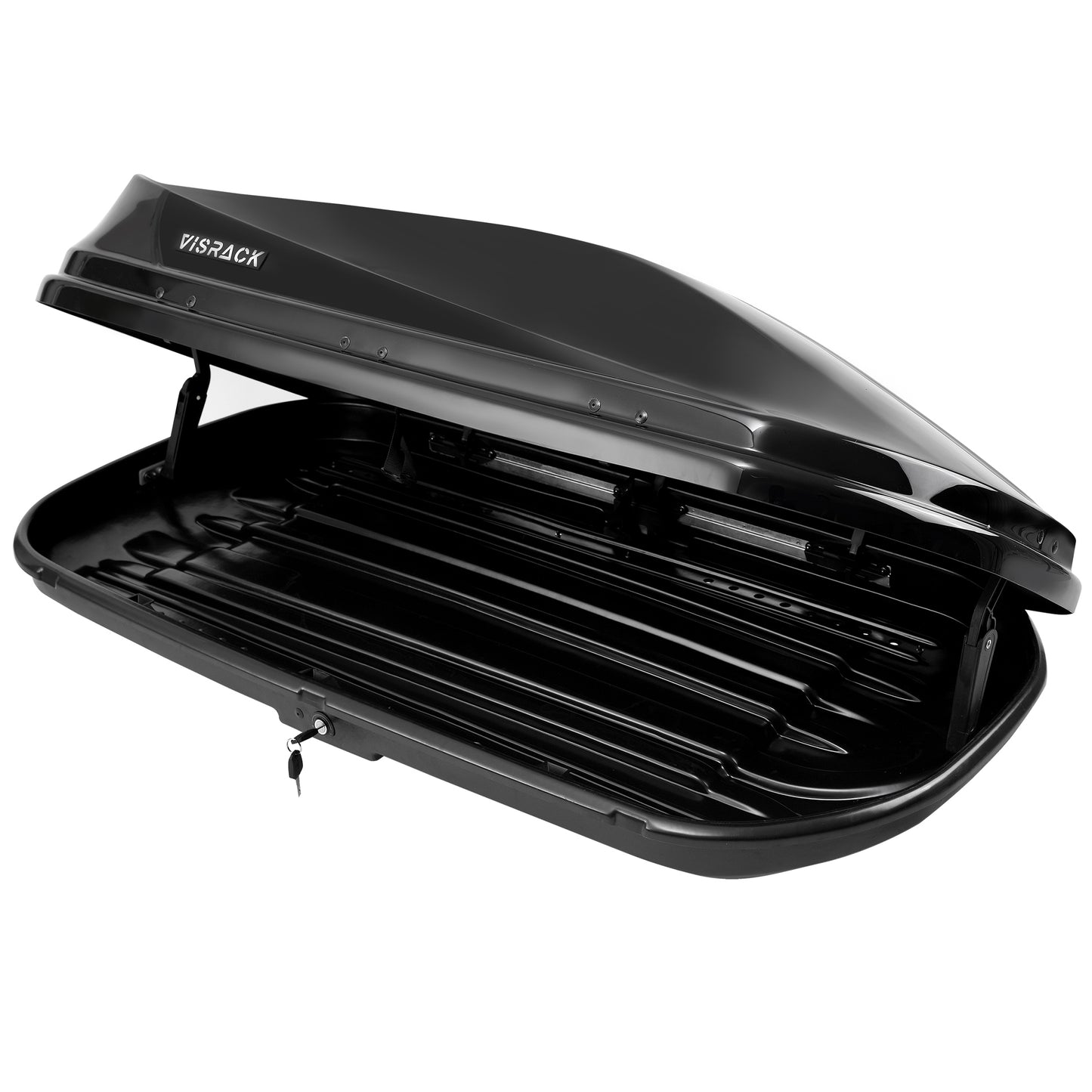 VISRACK Hard Shell Roof Cargo Carrier with Security Keys, Roof Box, Cargo Box, 62 (L) x 31 (W) x 15(H) Inches, 14 Cubic Feet (Tool-Free Install), BLACK
