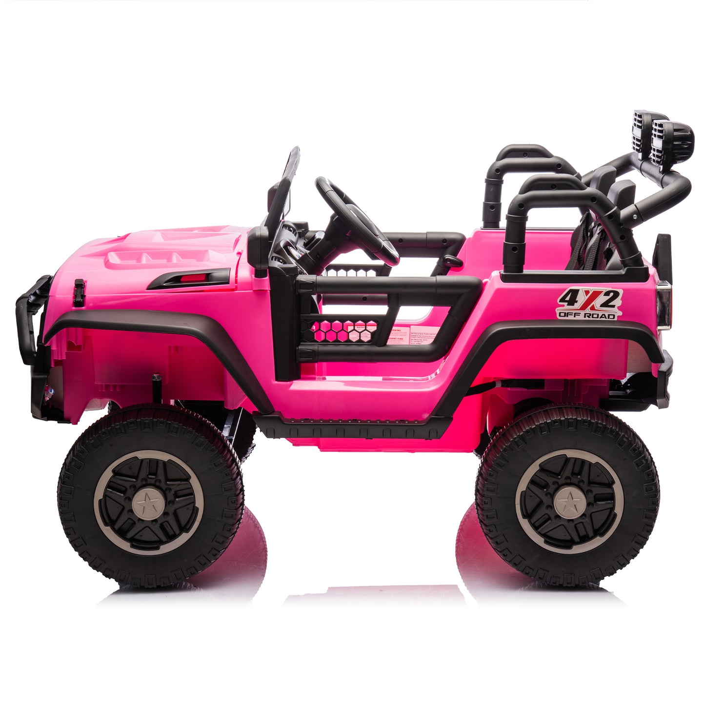 24V Two-Seater Kids Ride On Truck Car W/Parents Control,200w*2,Seat width 20.28in,Four-wheel Suspension,LED Lights,Music,MP3,Bluetooth,Two independent seat belts,Suitable for off-road For Kids Aged 3+