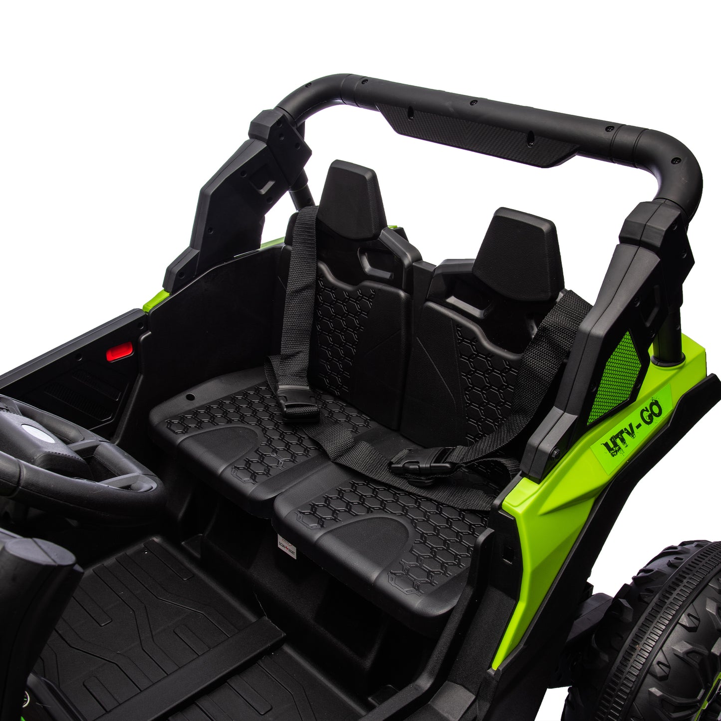 24V Two-Seater Kids Ride On UTV W/Parents Remote Control,Four-Wheel Suspension,Slow Start,Large wheel design,Anti-collision bar,Storage space,Music,USB,Bluetooth,Volume control,LED lights for Kids 3+.
