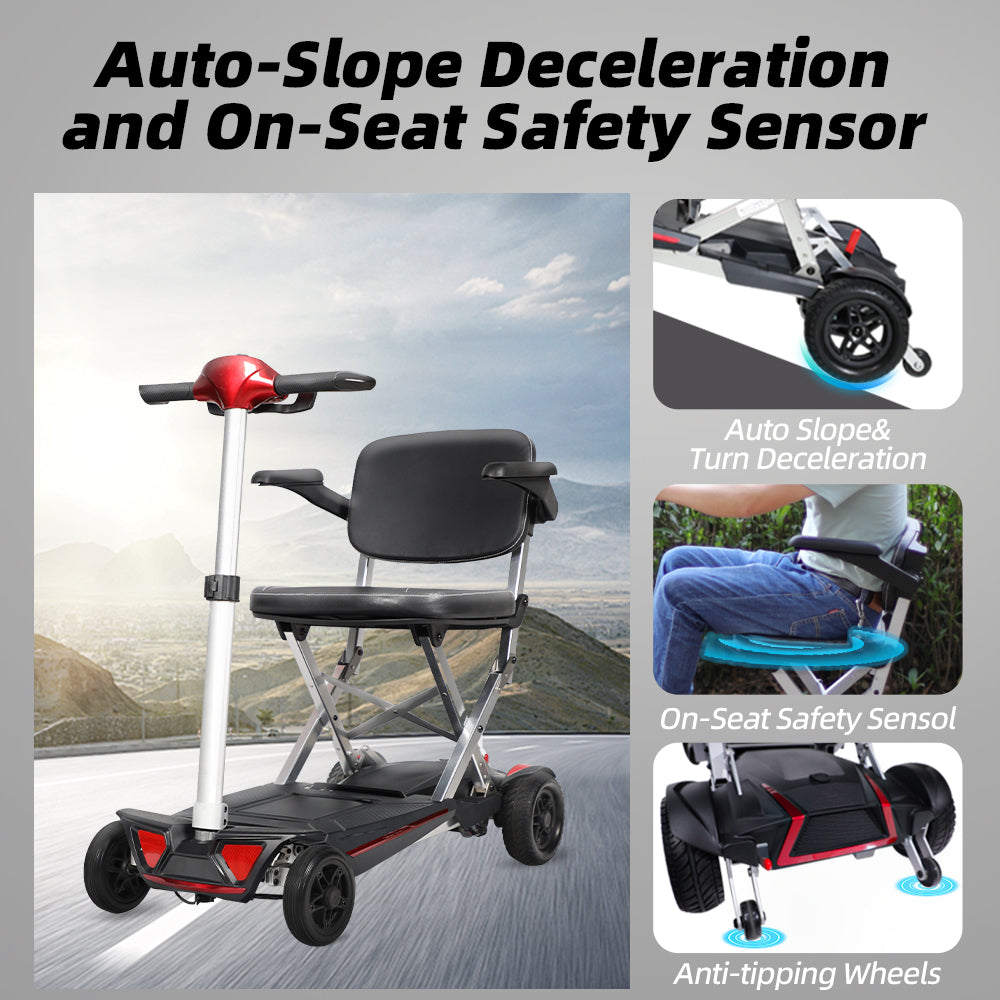 MOBIFREE Powered Lightweight Manual Folding Mobility Scooter M2020 for Adults and Seniors.