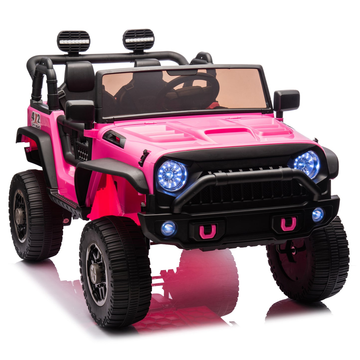 24V Two-Seater Kids Ride On Truck Car W/Parents Control,200w*2,Seat width 20.28in,Four-wheel Suspension,LED Lights,Music,MP3,Bluetooth,Two independent seat belts,Suitable for off-road For Kids Aged 3+