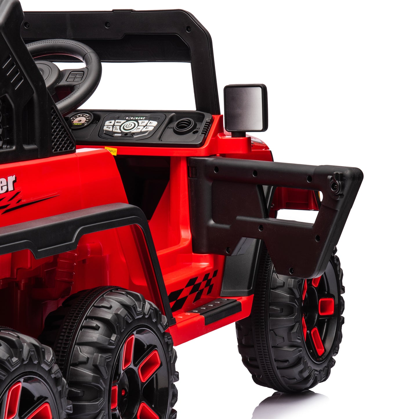 24V Ride On Large PickUp Truck car for Kids,ride On 4WD Toys with Remote Control,Parents Can Assist in Driving,Bluetooth music version,Pickup truck design with spacious storage in the rear.