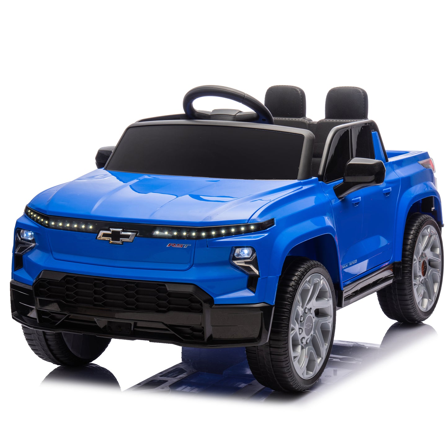 24V Kids Ride on Car W/Parents Control,Licensed Chevrolet Silverado,Four-wheel suspension,LED Lights,Bluetooth,music,USB,MP3,Power display,speeds 2.49-3.73MPH For kids aged 2-5.