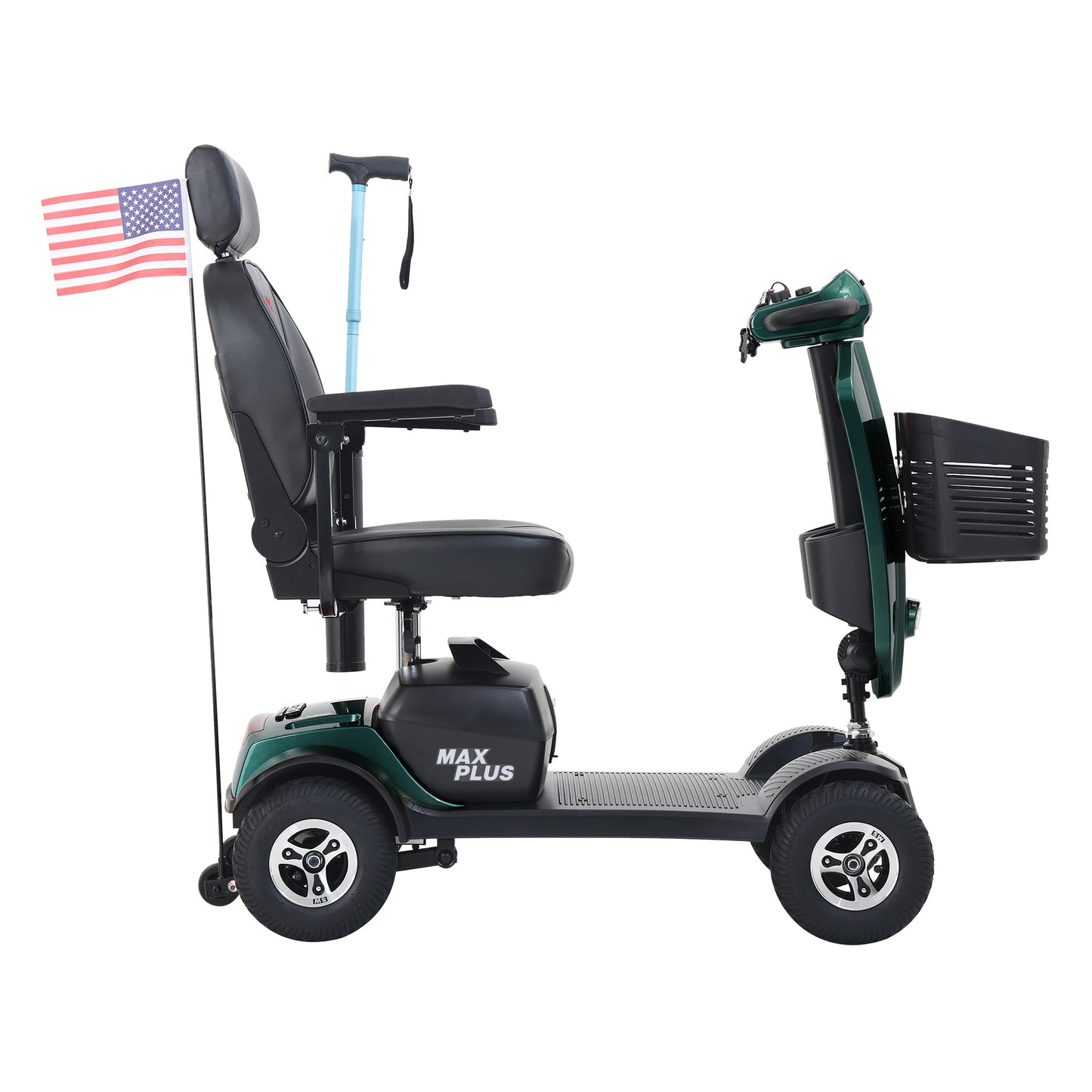 [Willando] MAX PLUS EMERALD Wheels Outdoor Compact Mobility Scooter with 2pcs*20AH Lead acid Battery, 16 Miles, Cup Holders & USB charger Port