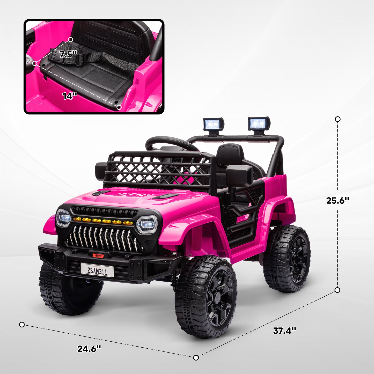 Qaba 12V Ride On Truck, Battery Powered Kids Electric Car UTV with 4 Suspension Wheels, Remote Control, 3 Speeds, LED Headlights, Horn, USB Music, Pink