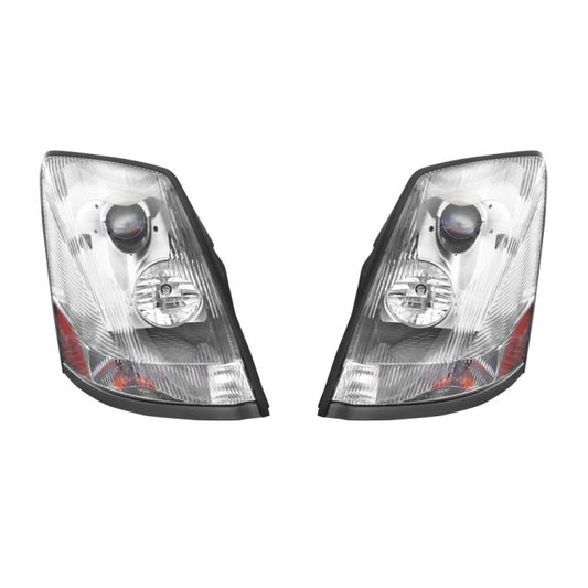 Headlight Assembly Compatible with 2004-2018 Volvo VNL VNM 2004-2015 Volvo VN Halogen, Headlamps Head Light Lamp W/Bulbs Housing Pair (Chrome)
