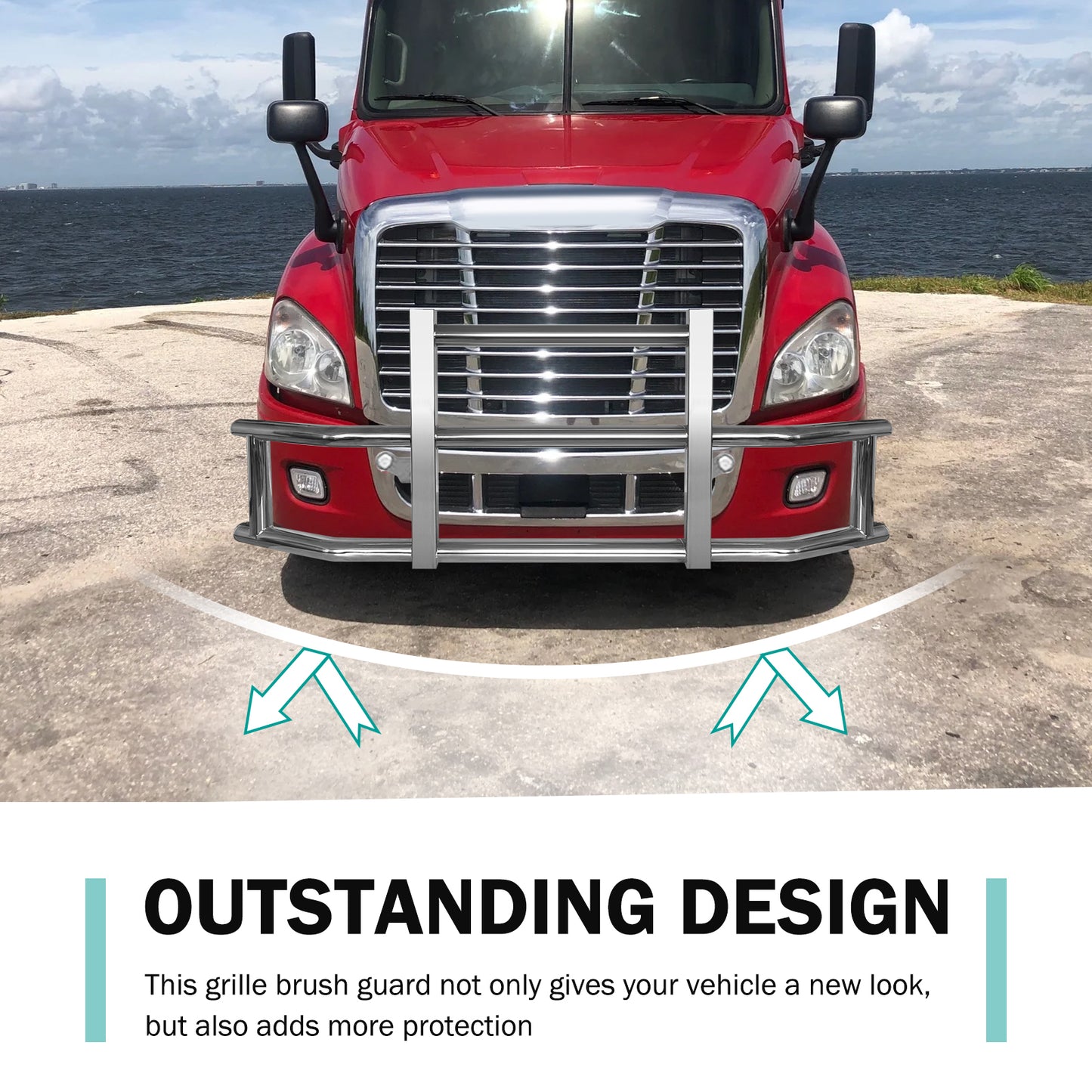 Stainless Steel Deer Guard Bumper for Freightliner Cascadia 2008-2017 with brackets