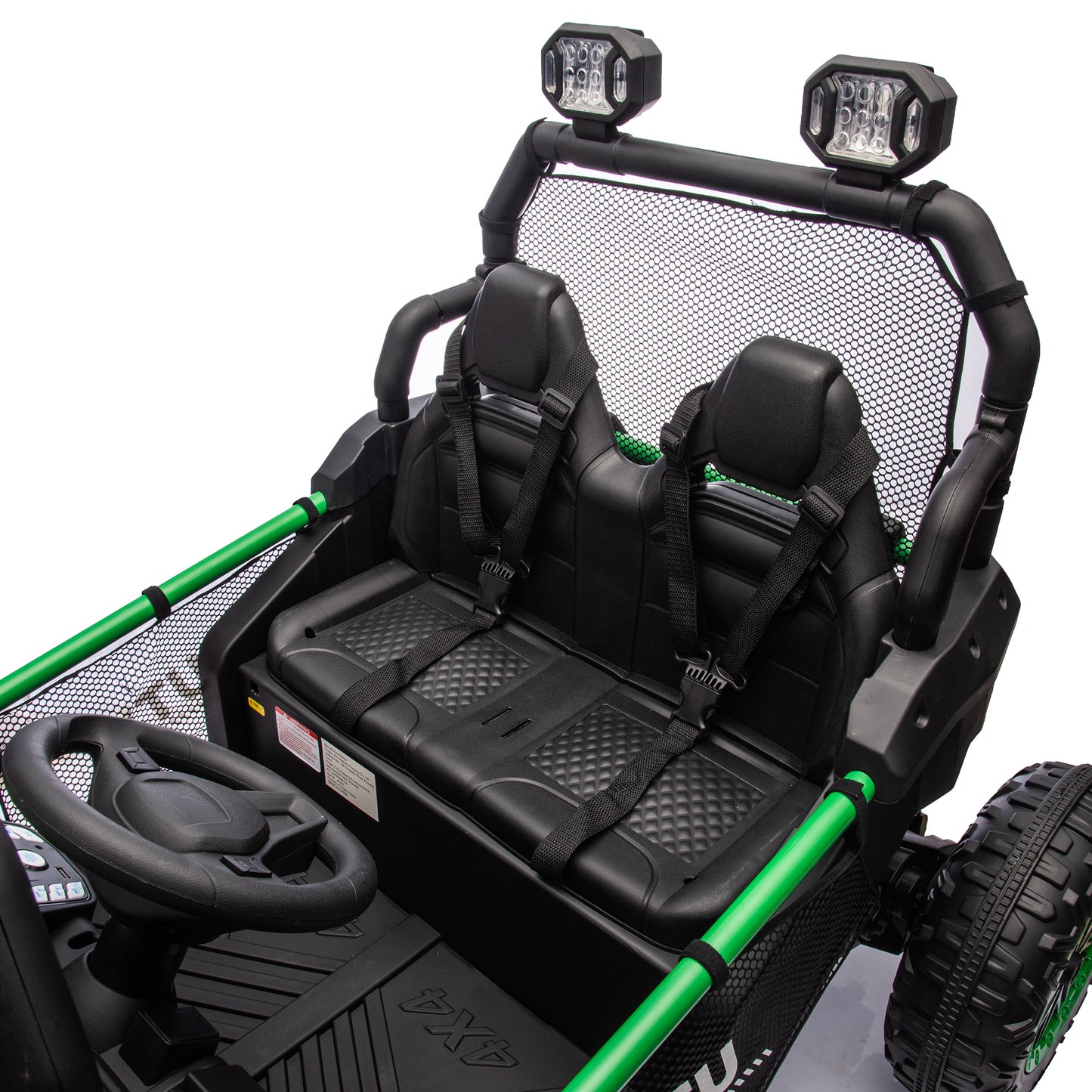 24V Two-seater Kids Ride On UTV W/Parents Control,400W Super Power,Four-wheel suspension,LED Light with Rear searchlight,Bluetooth,MP3,Music,Rear storage space,Speeds 3.73-4.97MPH for Kids aged 3+.