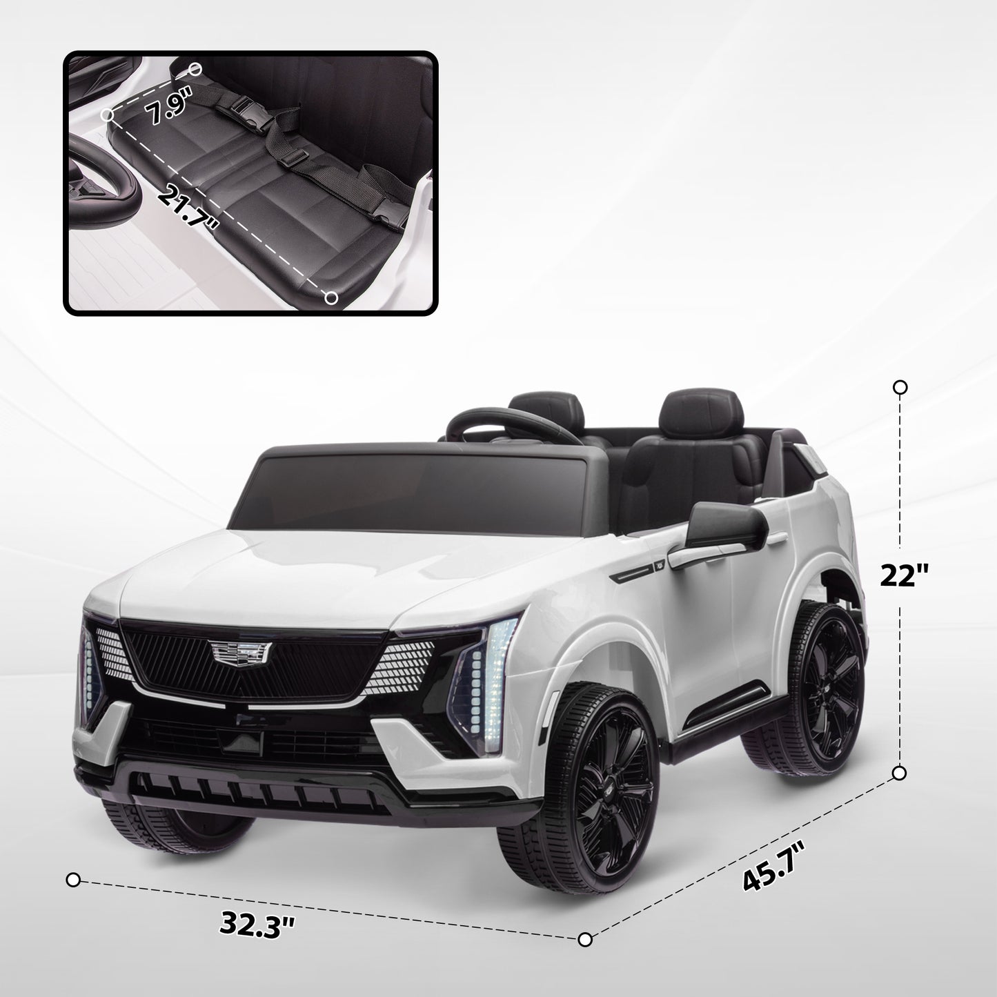 Qaba 2-Seater Ride on Truck, 12V 10AH Cadillac Escalade IQ 2025 Licensed Kids Electric Car with Remote Control, 4 Spring Suspension Wheels, LED Lights, Music Horn, White