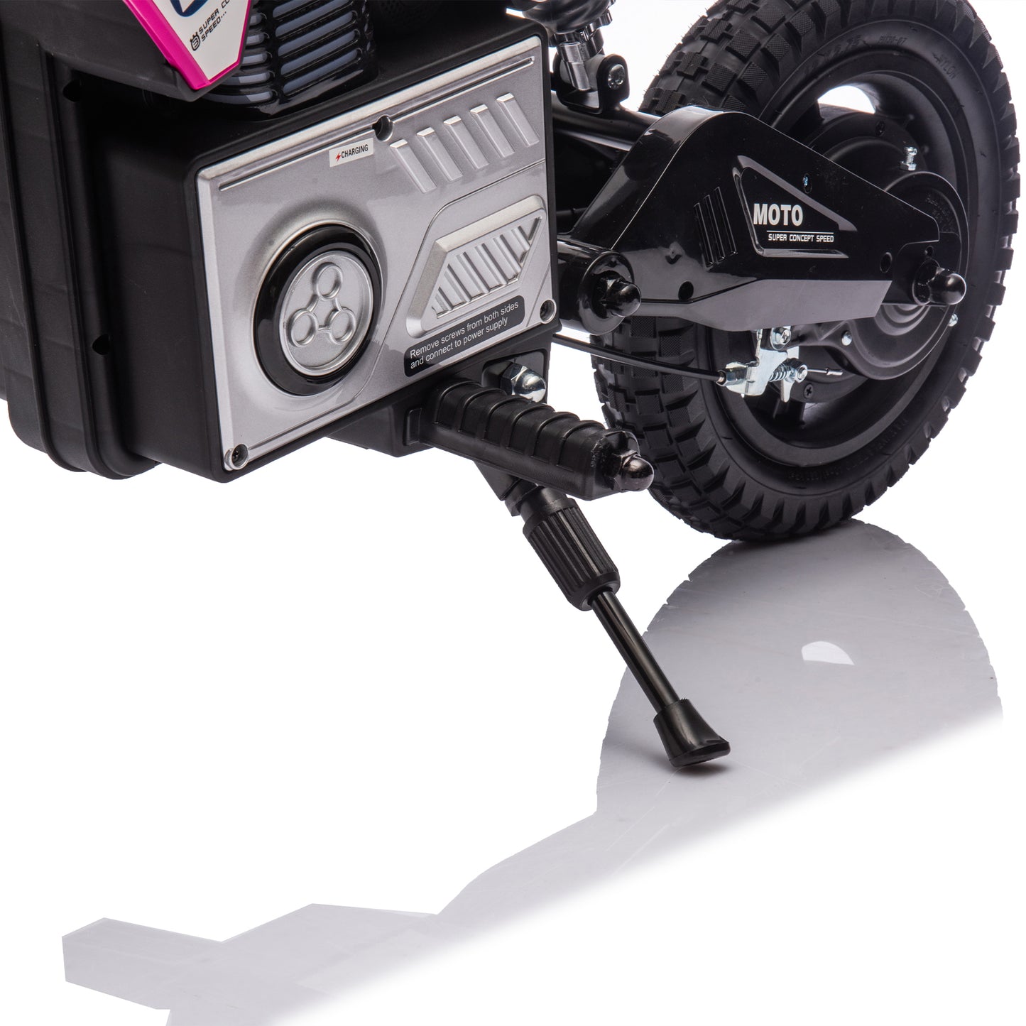 24V Kids Ride On Electric Toy Motocross Motorcycle,200W High Speed Hub Motor,Rear wheel shock absorber,Adjustable speed,LED breath lamp,Bluetooth,Music,Horn,Speeds 3.11-9.32MPH For Kids Aged 5-15.