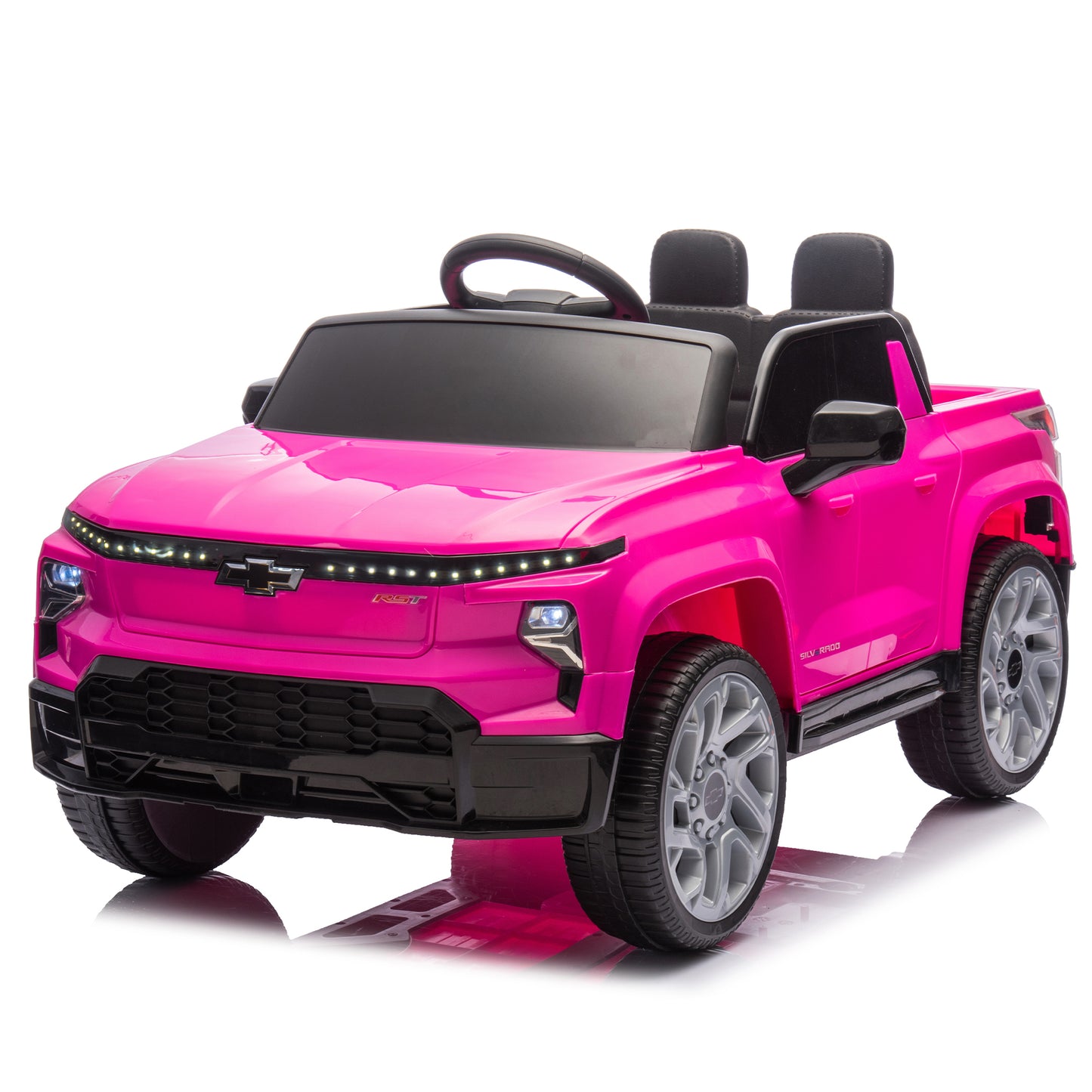 24V Kids Ride on Car W/Parents Control,Licensed Chevrolet Silverado,Four-wheel suspension,LED Lights,Bluetooth,music,USB,MP3,Power display,speeds 2.49-3.73MPH For kids aged 2-5.